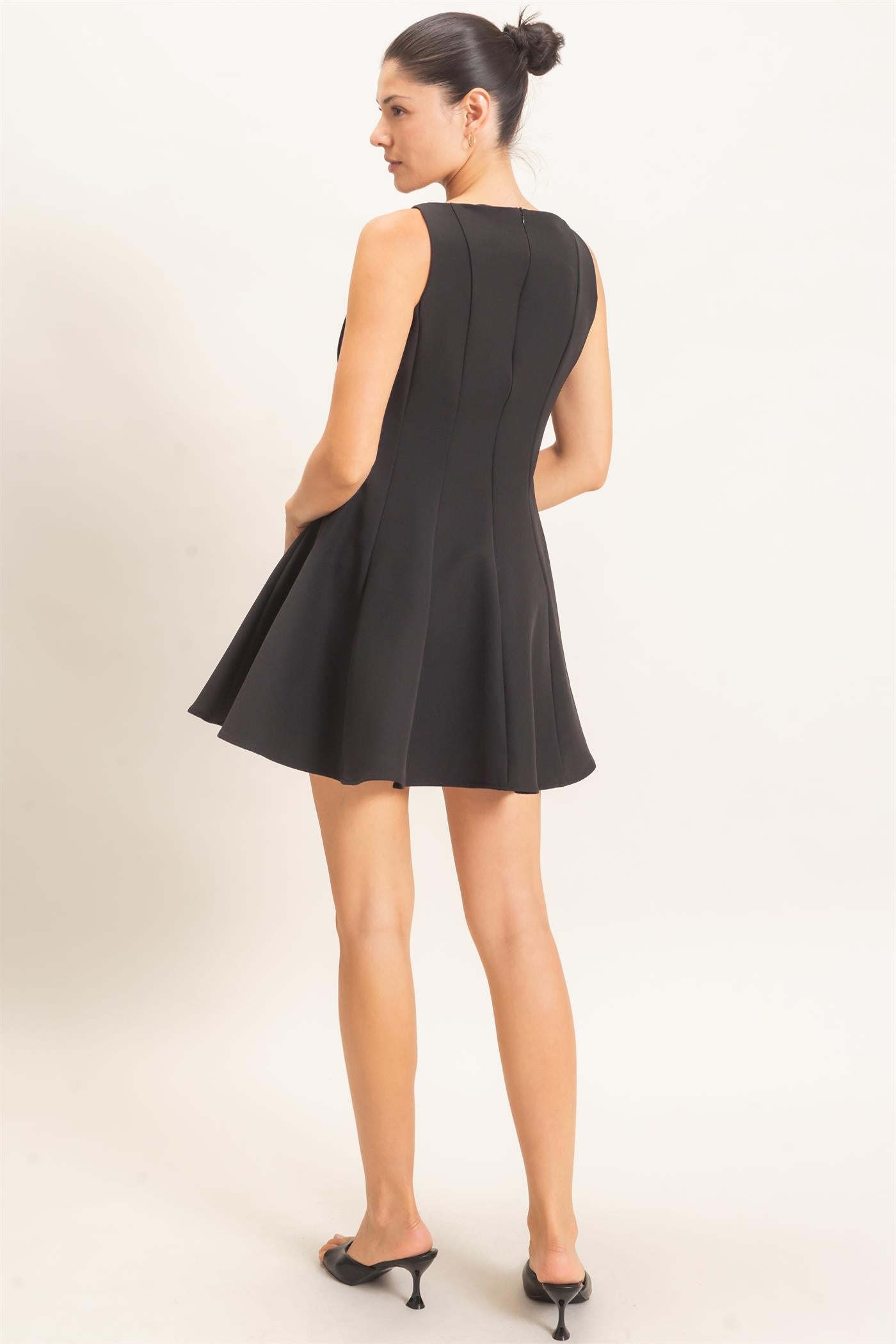 Wholesale Sleeveless Fit And Flare Dress Dresses HF26F217 BLACK HYFVE