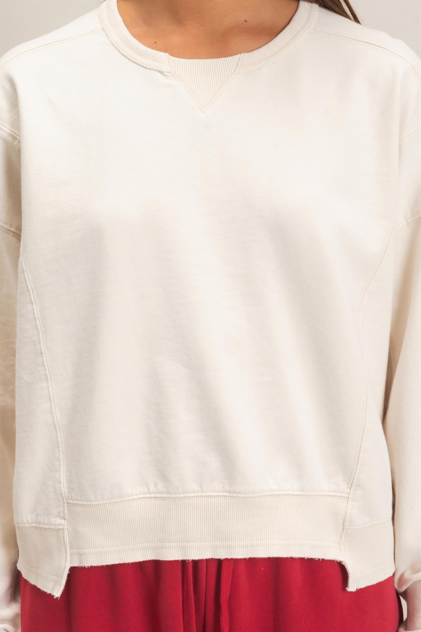 Wholesale Acid Wash Seam Detail Crew Neck Sweatshirt Sweatshirts DZ26E260 ALPACA DOUBLE ZERO