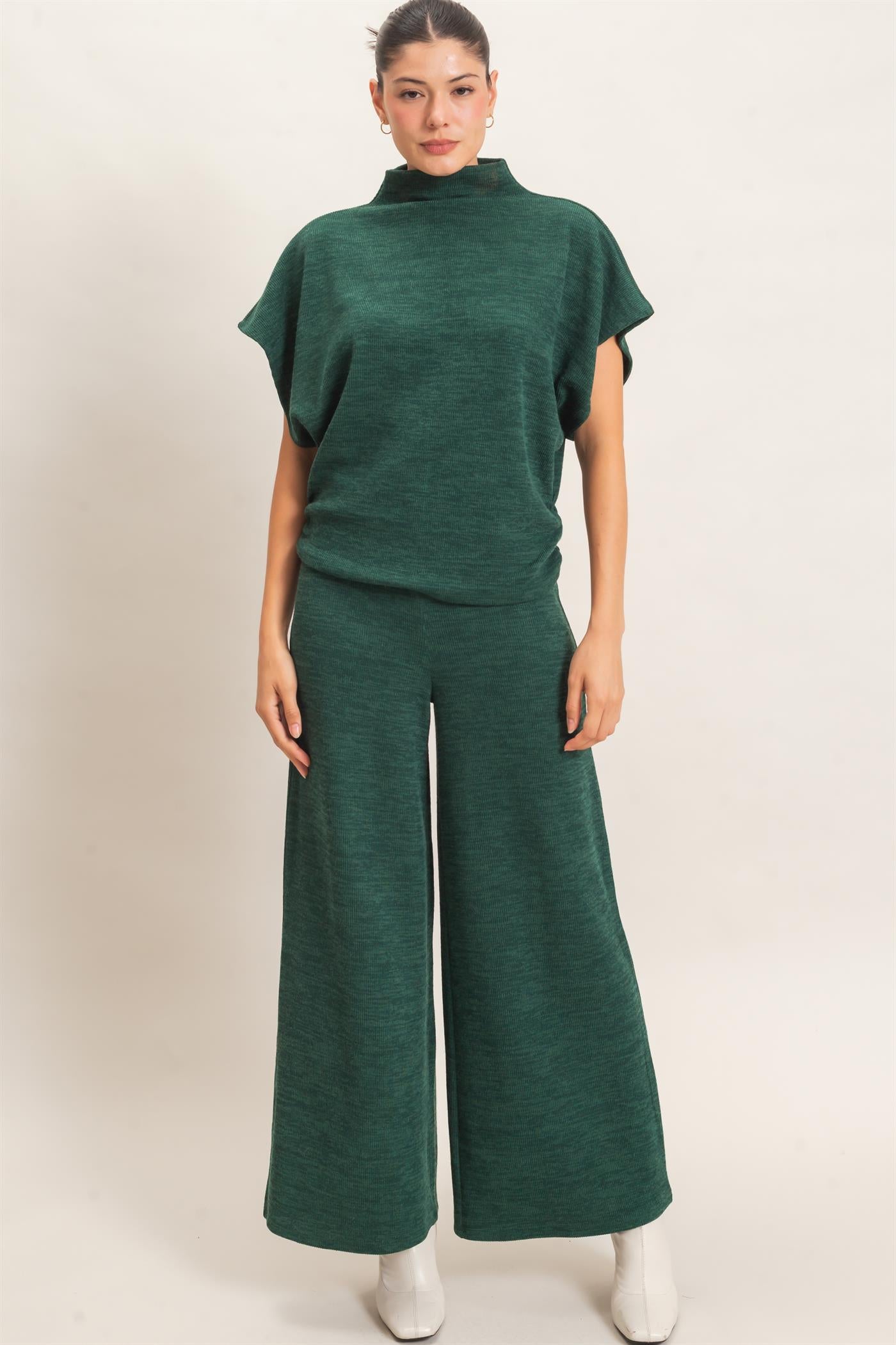 Wholesale Dolman Sleeve Top And Pant Set Clothing HF26F225-SET-D D.GREEN HYFVE