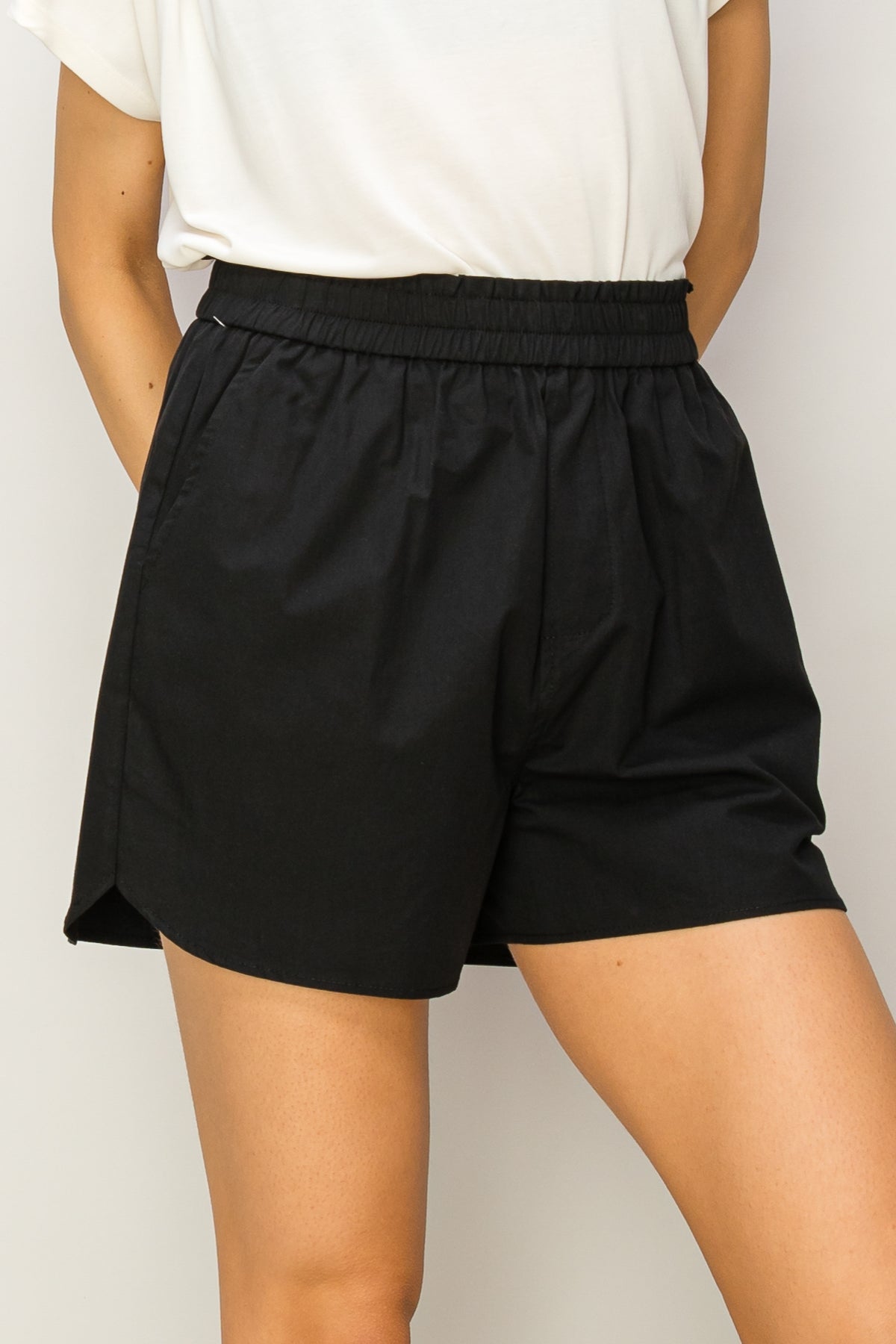 Wholesale Poplin High Waist Shorts Shorts DZ24A298 BLACK DOUBLE ZERO