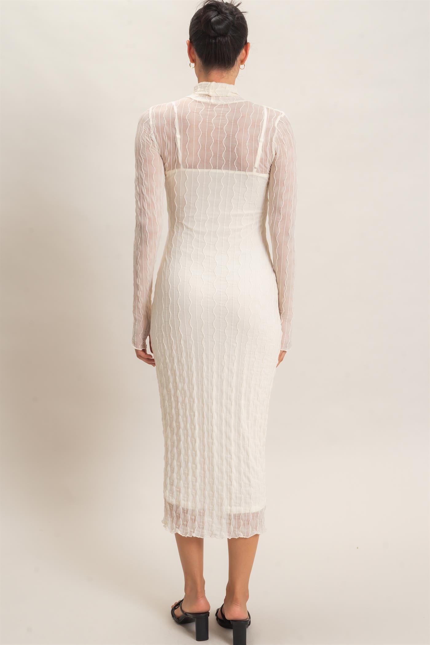 Wholesale Mesh Knit Maxi Dress Dresses HF26C890 CREAM HYFVE