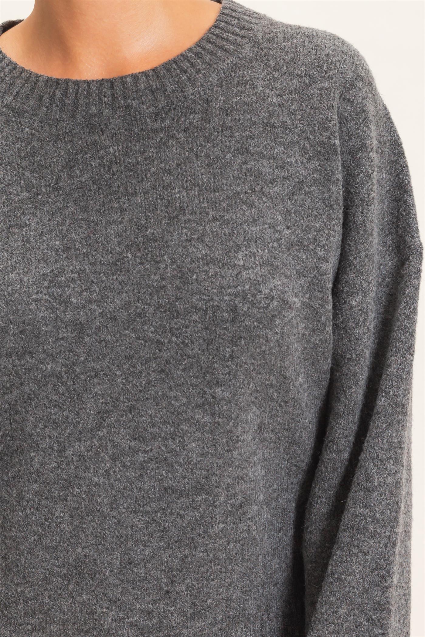 Wholesale Relaxed Fit Crew Neck Sweater Sweaters DZ26E956 CHARCOAL DOUBLE ZERO