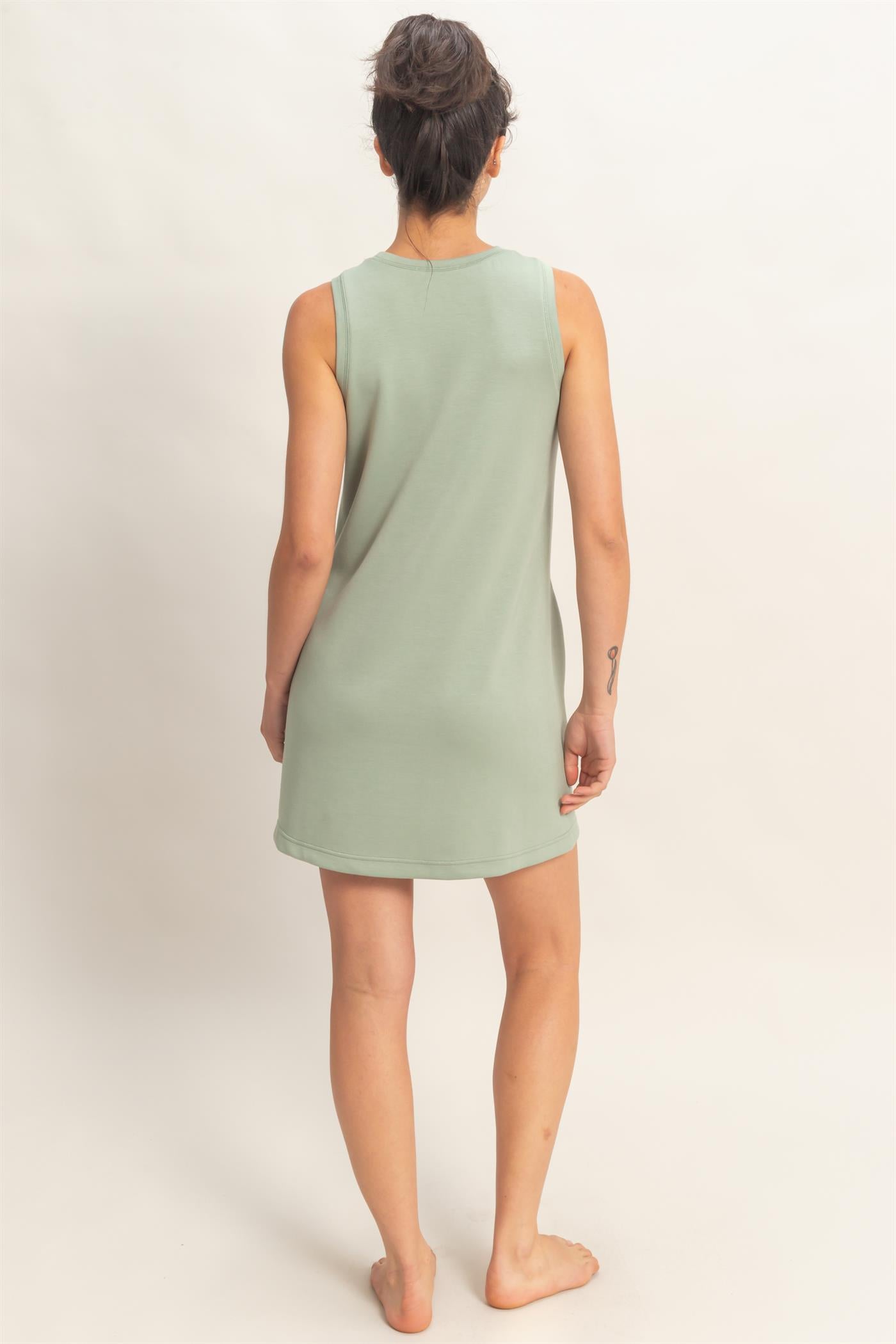 Wholesale Crew Neck Tank Mini Dress Dresses DZ26C702 SAGE GREEN DOUBLE ZERO
