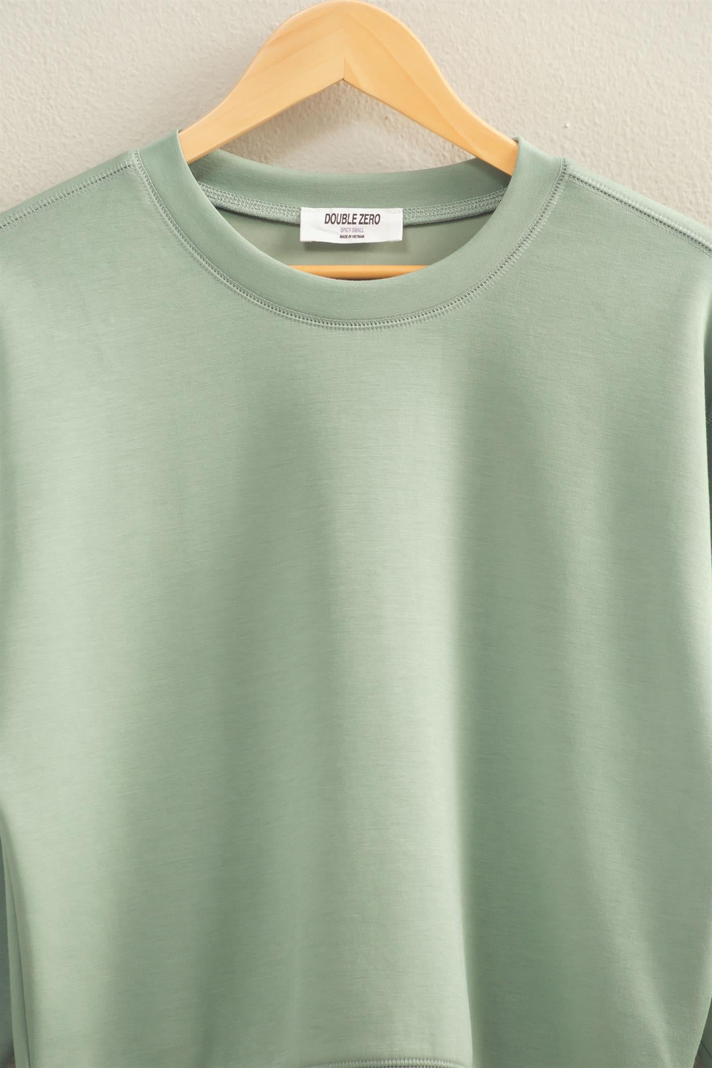 Wholesale Crew Neck Sweatshirt Sweatshirts DZ26C167 SAGE GREEN DOUBLE ZERO
