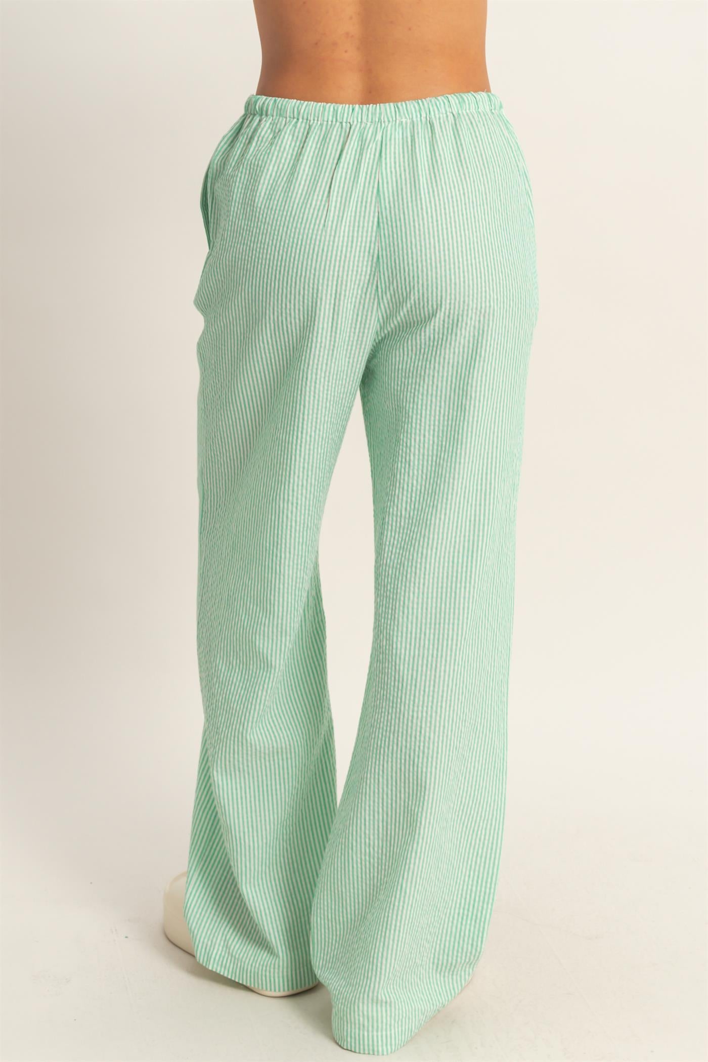 Wholesale Striped Wide Leg Pants Pants DZ26A752 GREEN DOUBLE ZERO
