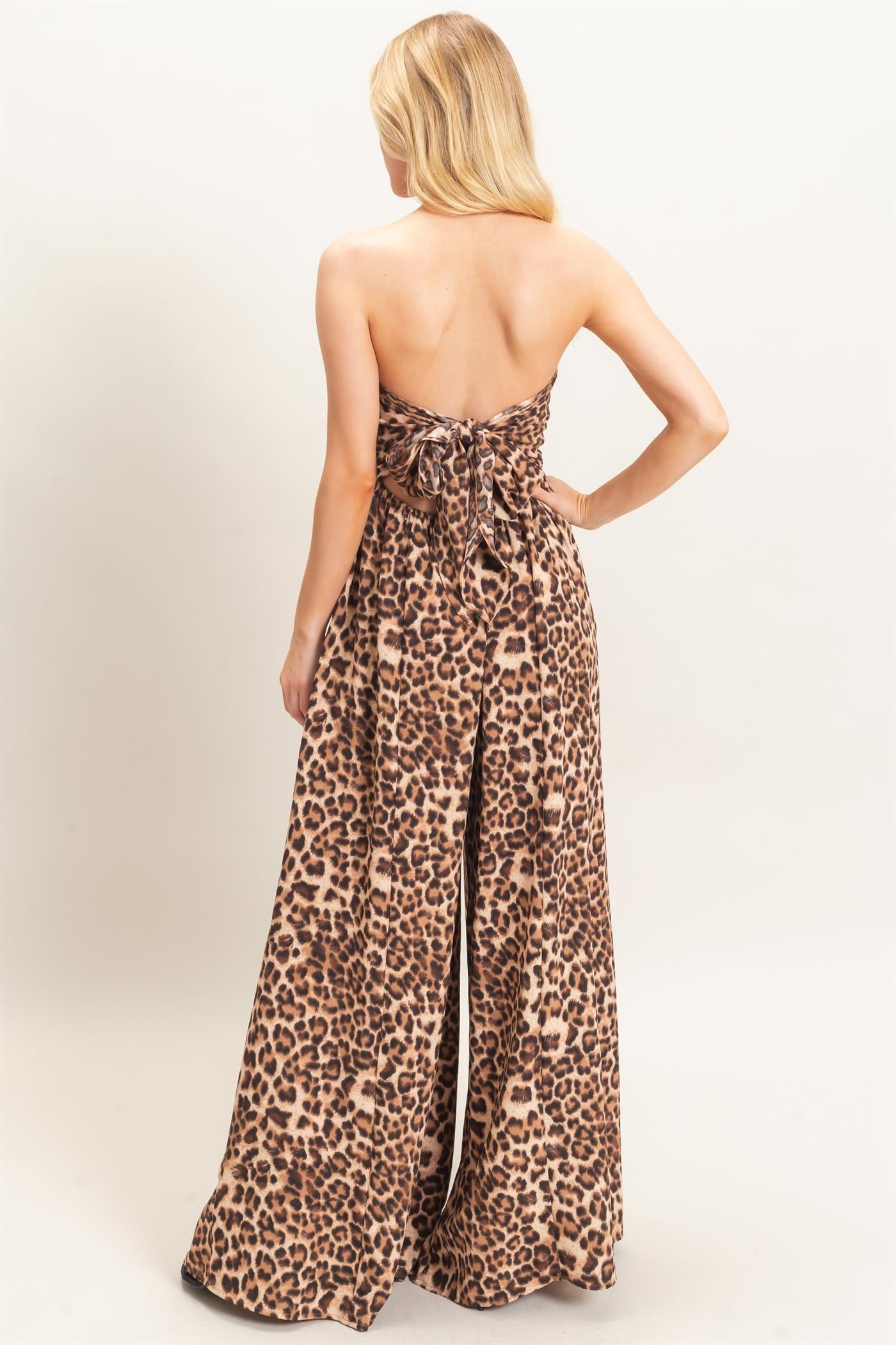 Wholesale Leopard Print Strapless Jumpsuit Clothing HF26F208 BROWN HYFVE