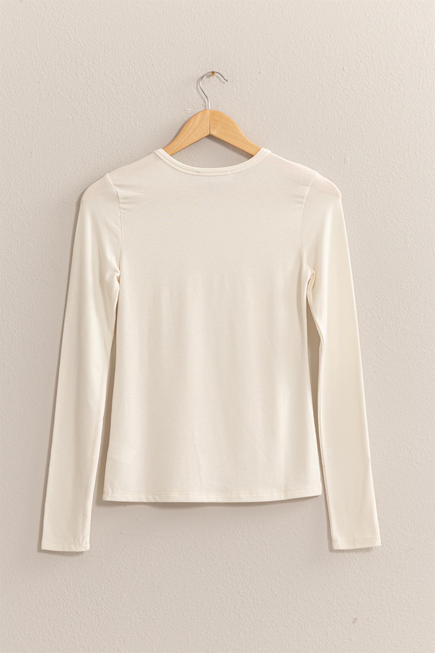 Wholesale Basic Long Sleeve Crew Neck Top Clothing Tops DZ25C950 CREAM DOUBLE ZERO