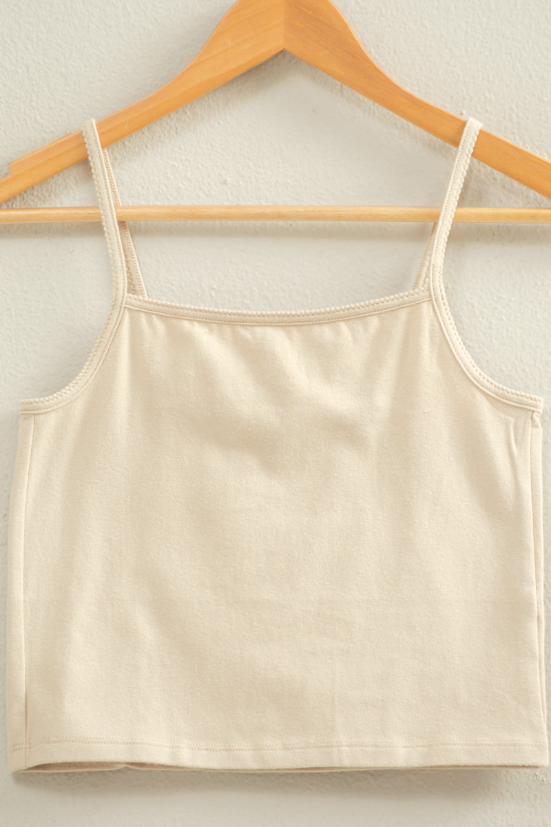 Wholesale Basic Cami Crop Top Clothing Tops DZ22C574 KHAKI HYFVE