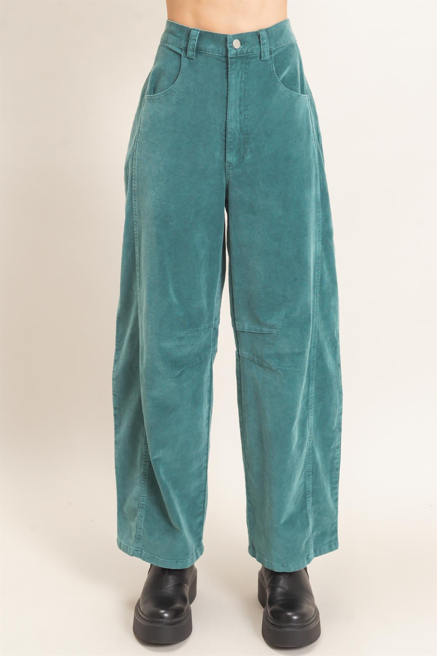 Wholesale Mineral Wash Wide-Leg Pants Pants HF26F238 GREEN HYFVE