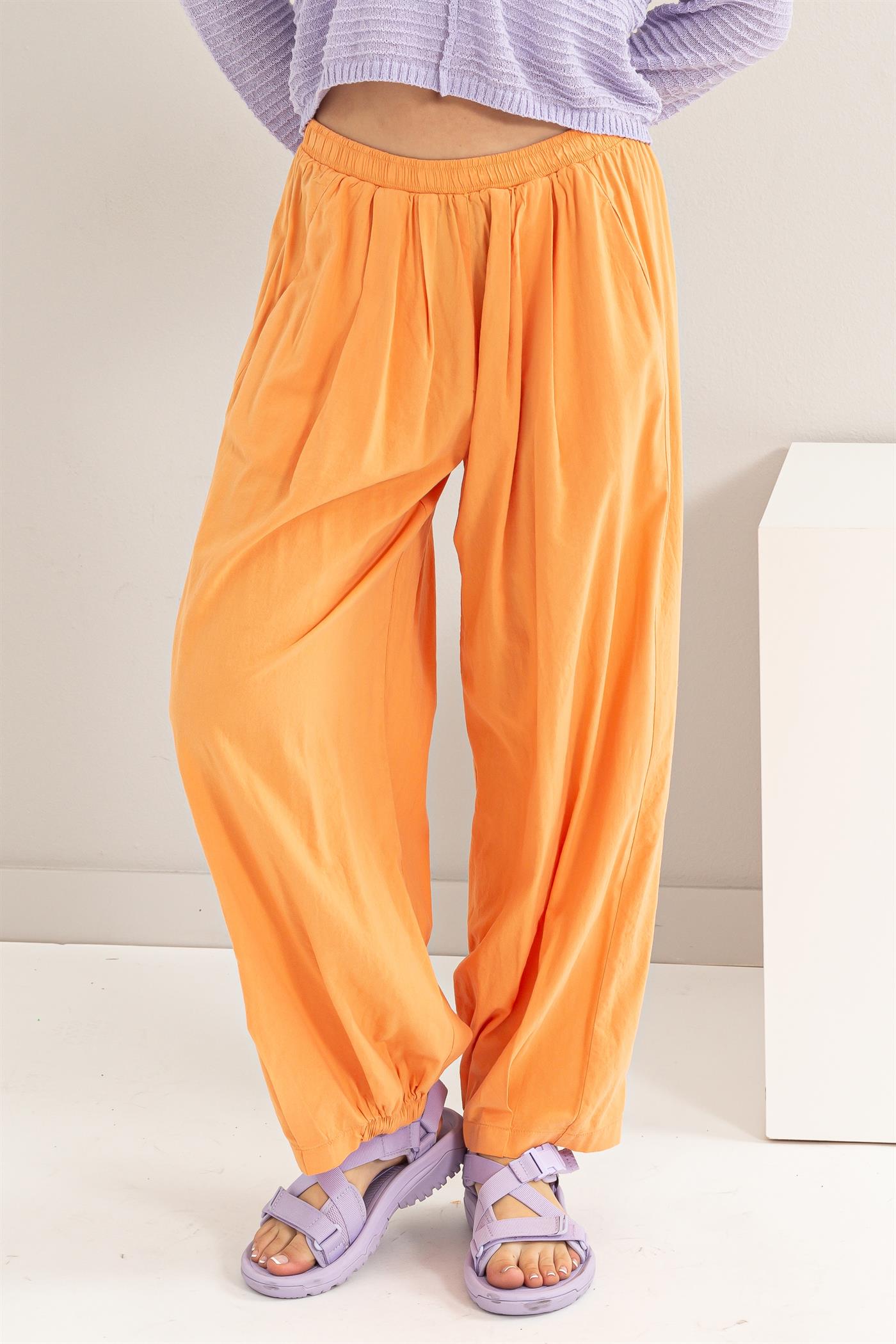 Wholesale Mid Rise Wide Leg Pants Pants DZ24A651 ORANGE DOUBLE ZERO