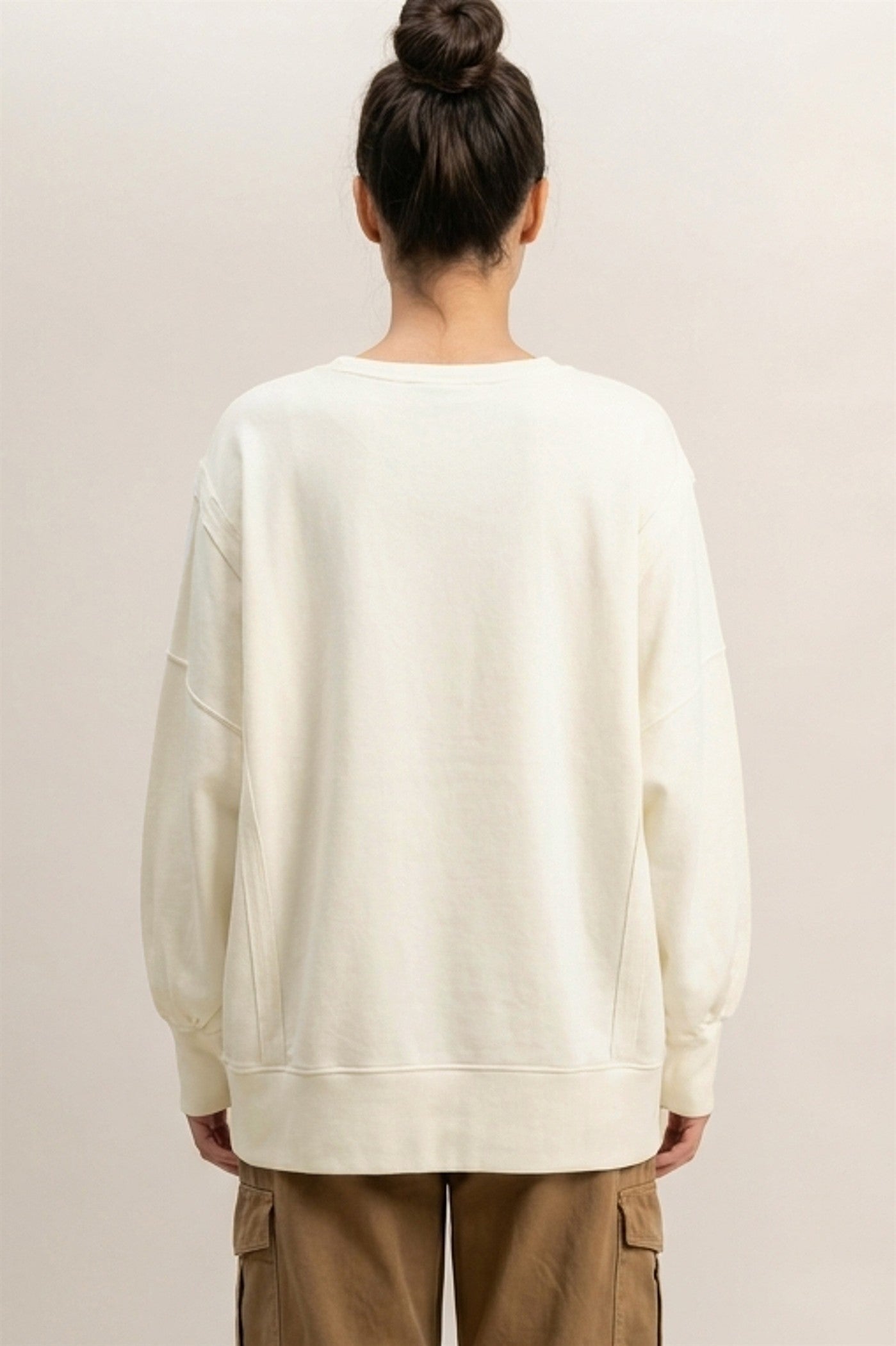 Wholesale Pigment  Dye Oversized Raw Edge Sweatshirt Sweatshirts DZ26C737 CREAM DOUBLE ZERO