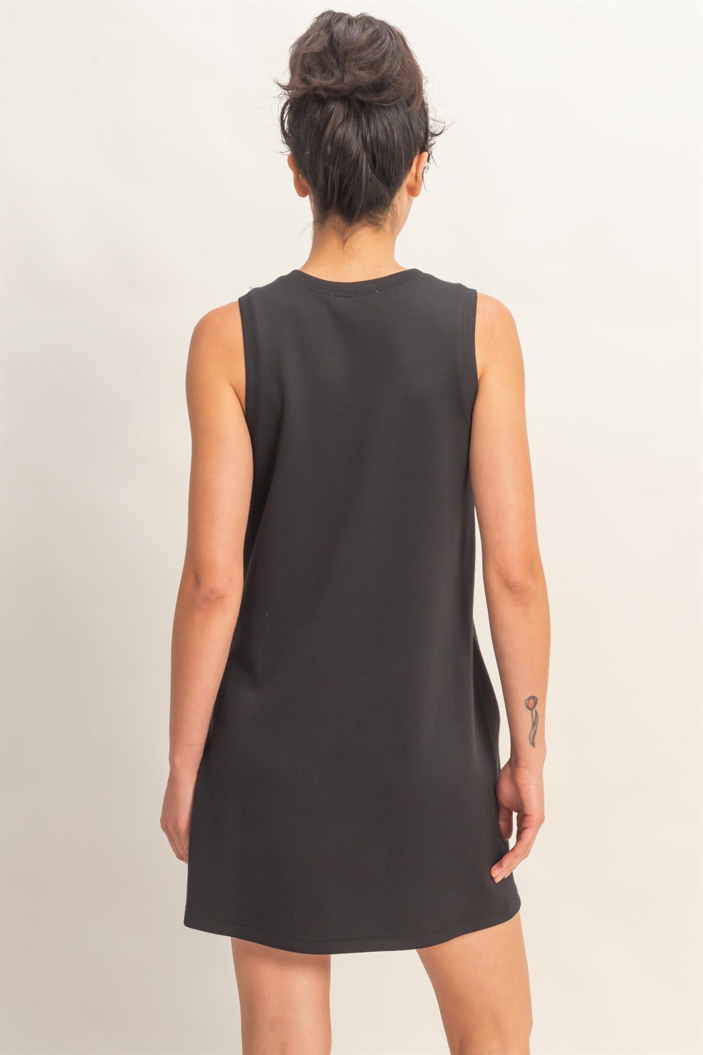 Wholesale Crew Neck Tank Mini Dress Dresses DZ26C702 BLACK DOUBLE ZERO