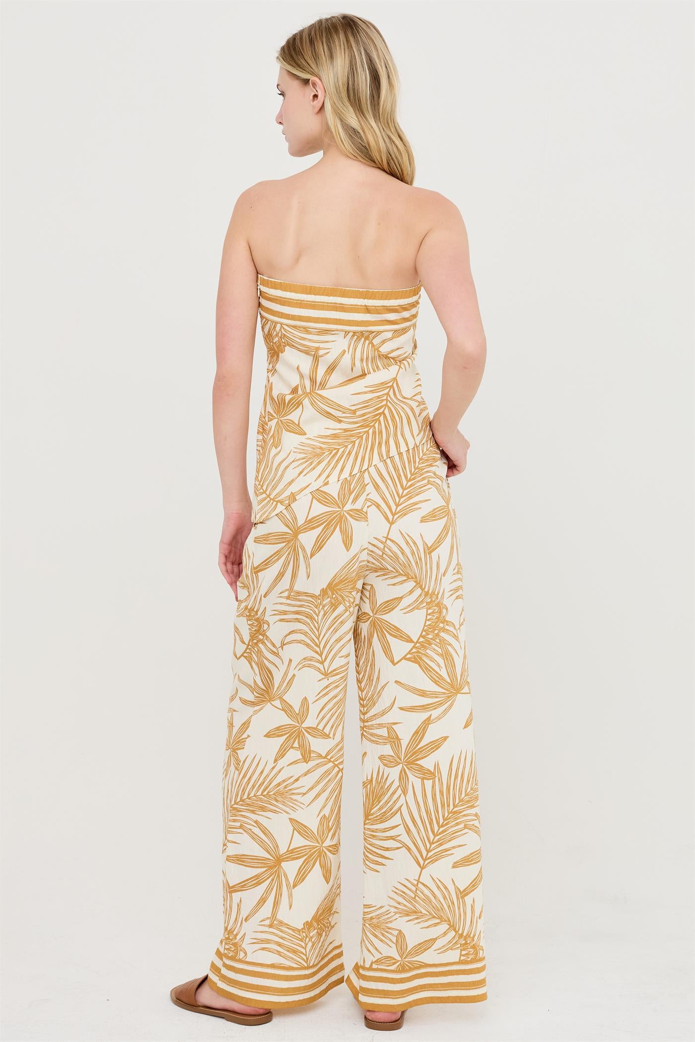 Wholesale Strapless Top & Wide-Leg Pants Set Clothing HF26C248-SET-D BEIGE HYFVE