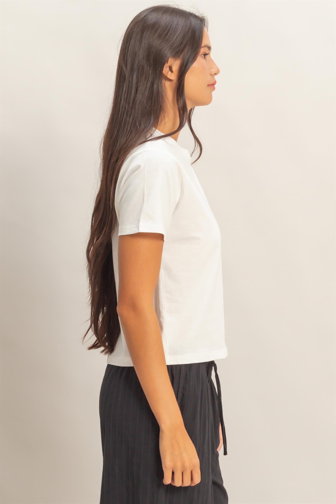 Wholesale Crew Neck Cotton T-Shirt Clothing Tops DZ26C412 OFF WHITE DOUBLE ZERO