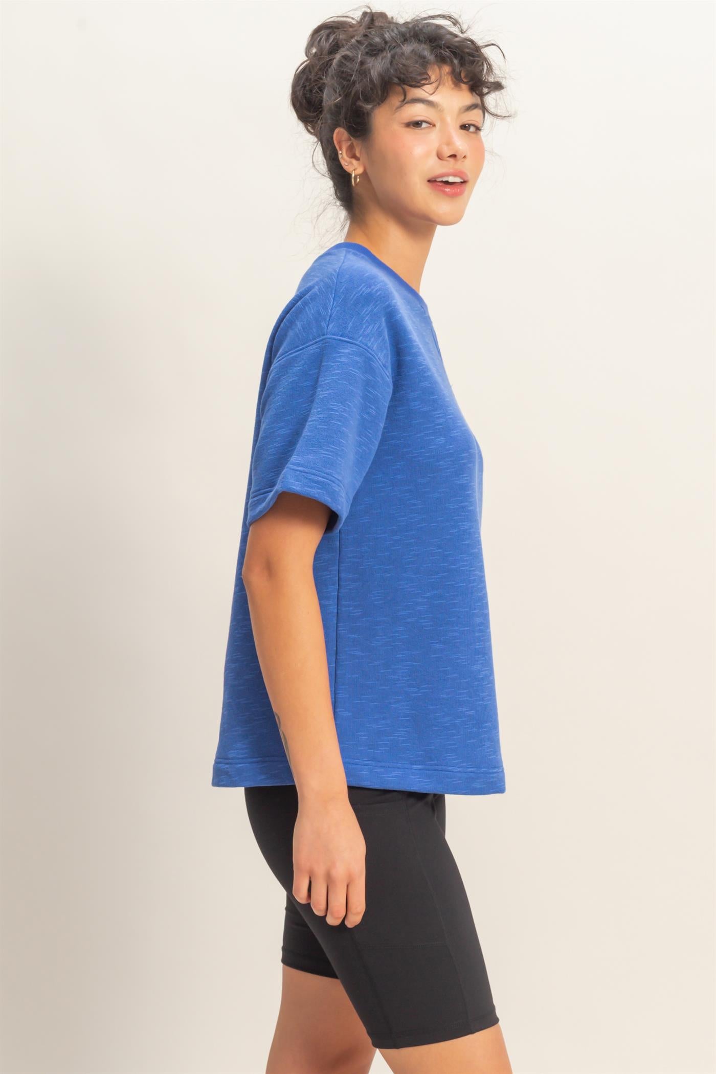 Wholesale Crew Neck Short Sleeve Top Clothing Tops DZ26A891 COBALT DOUBLE ZERO