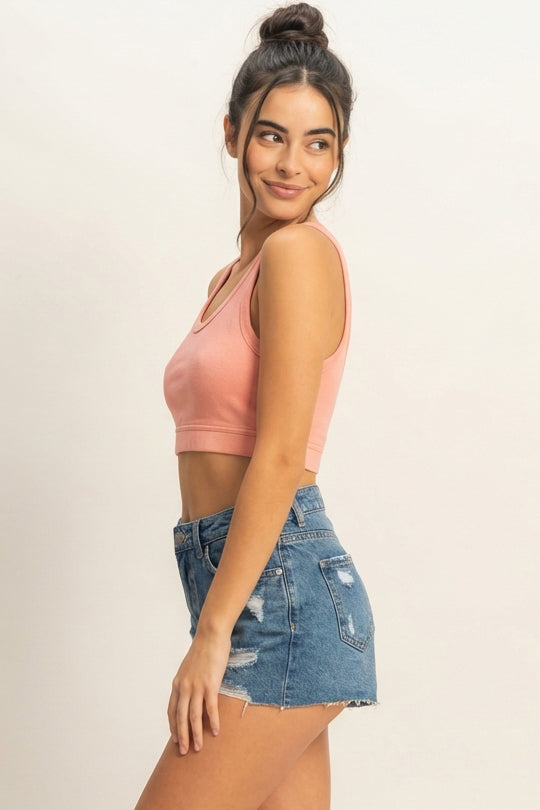 Wholesale Cropped Tank Top Clothing Tops DZ22E360 TEAK ROSE DOUBLE ZERO