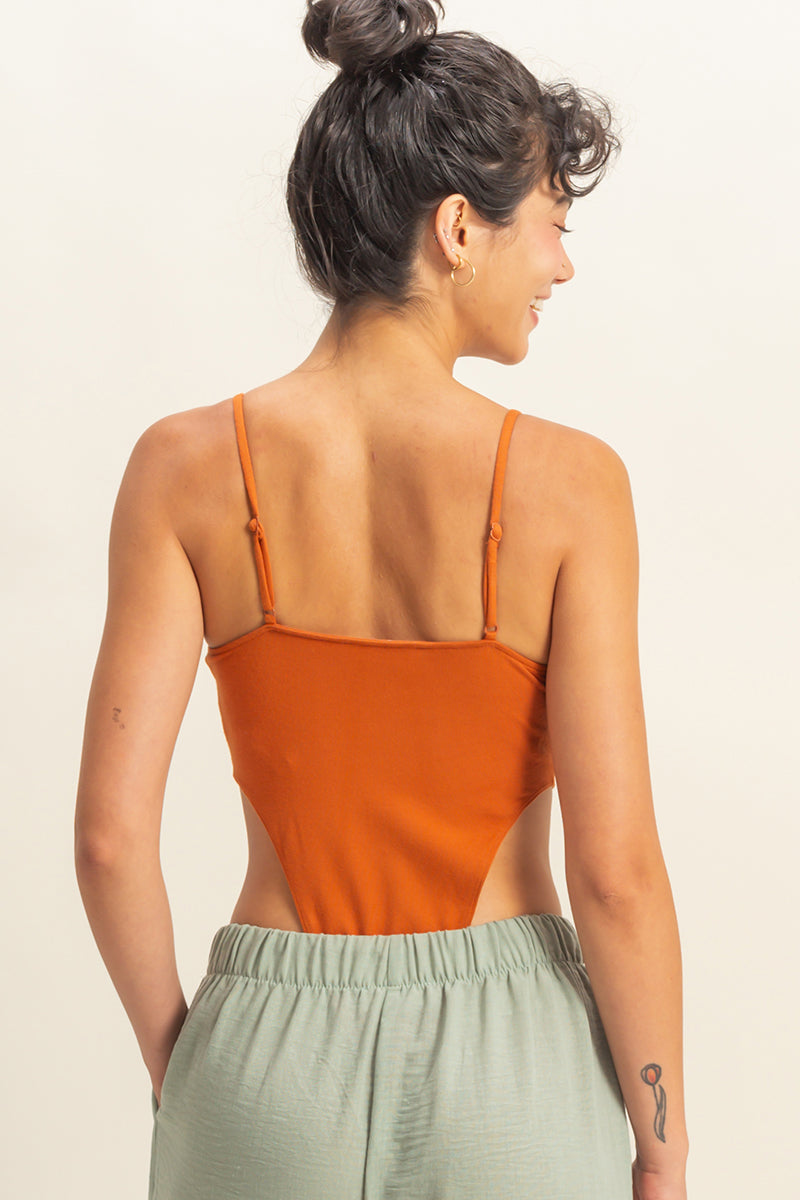 Wholesale Cami High-Cut Bodysuit Clothing Tops DZ22E147 YAM DOUBLE ZERO