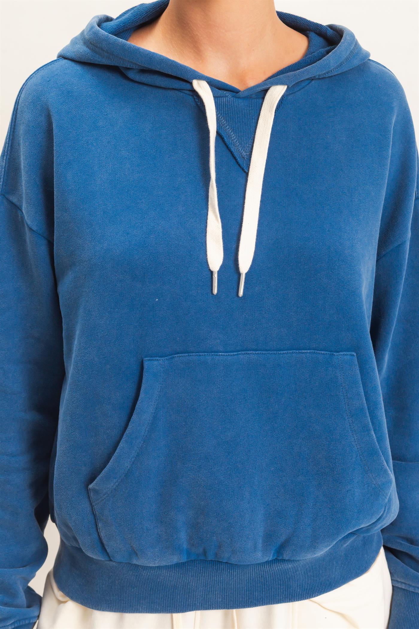 Wholesale Acid Wash Hoodie Clothing Tops DZ26E112 NAVY DOUBLE ZERO
