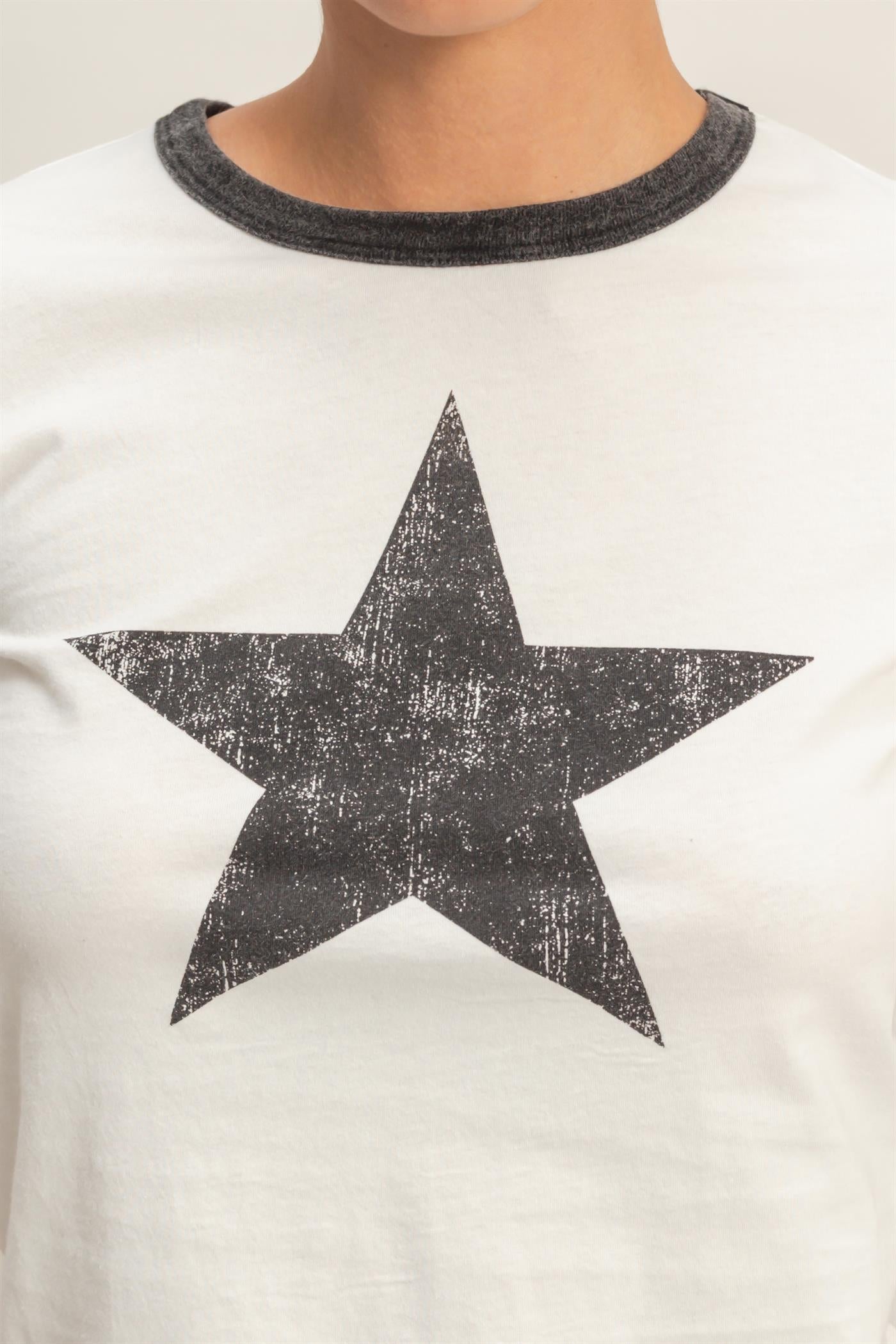 Wholesale Star Graphic Crew Neck T-Shirt T-Shirts DZ26C695 BLACK DOUBLE ZERO