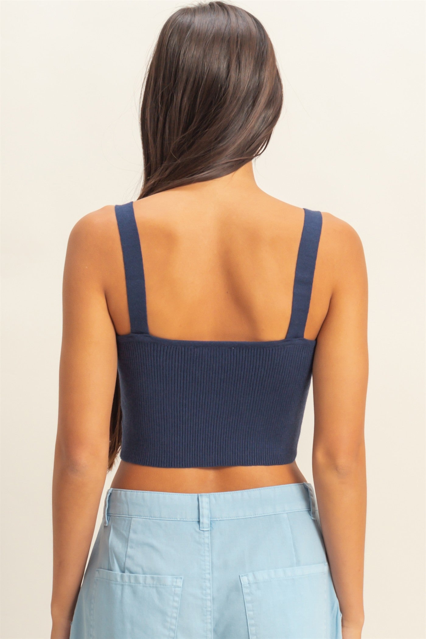Wholesale Ribbed Cropped Tank Top Clothing Tops DZ23A825 DARK NIGHT DOUBLE ZERO