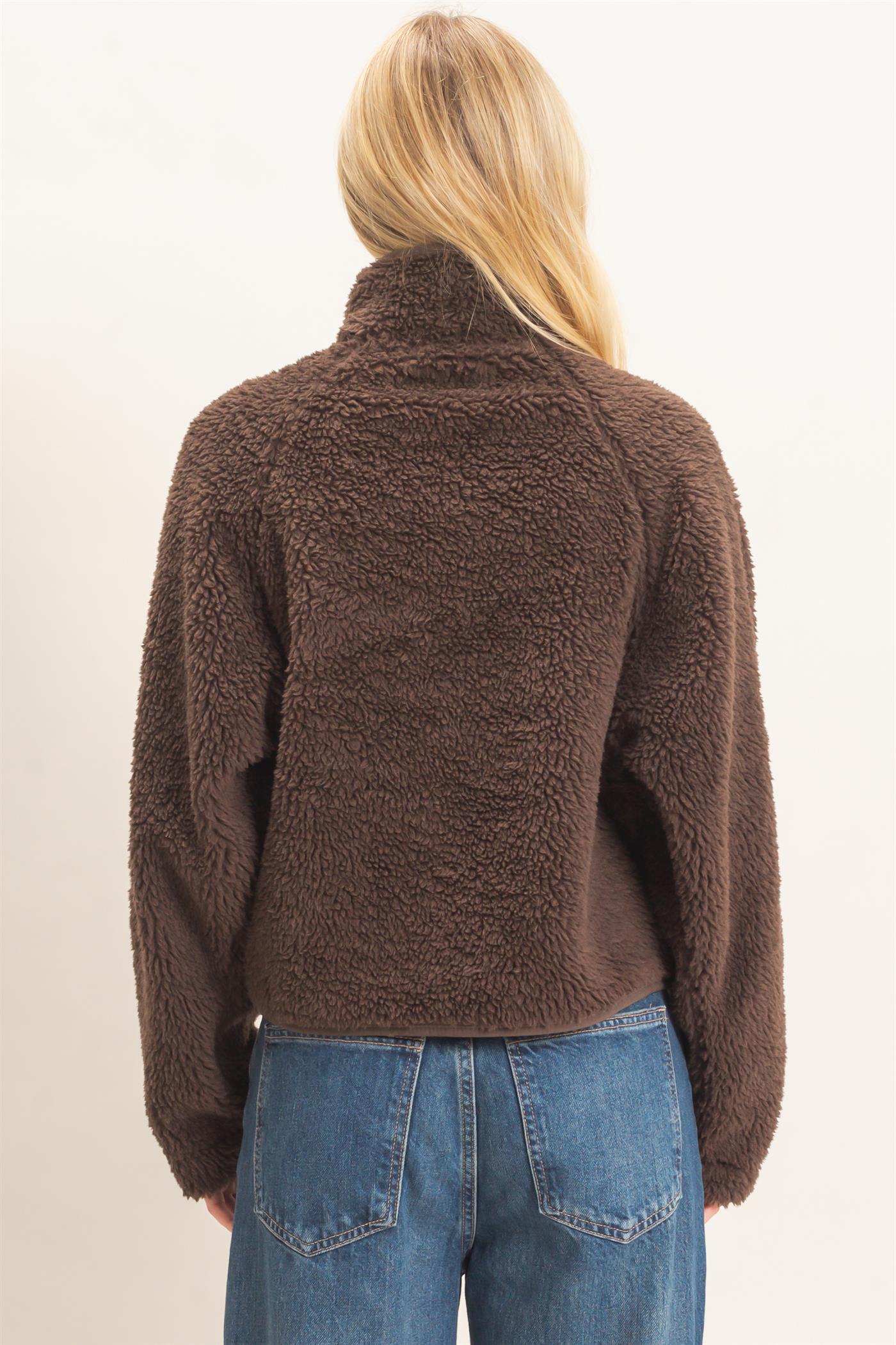 Wholesale Half-Zip Sherpa Jacket Sweatshirts HF26F130-D BROWN HYFVE