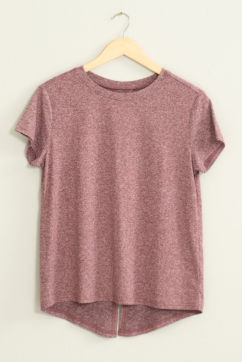 Wholesale All Yours Short Sleeve Open Back Tee Clothing Tops DZ22E576 MULBERRY DOUBLE ZERO
