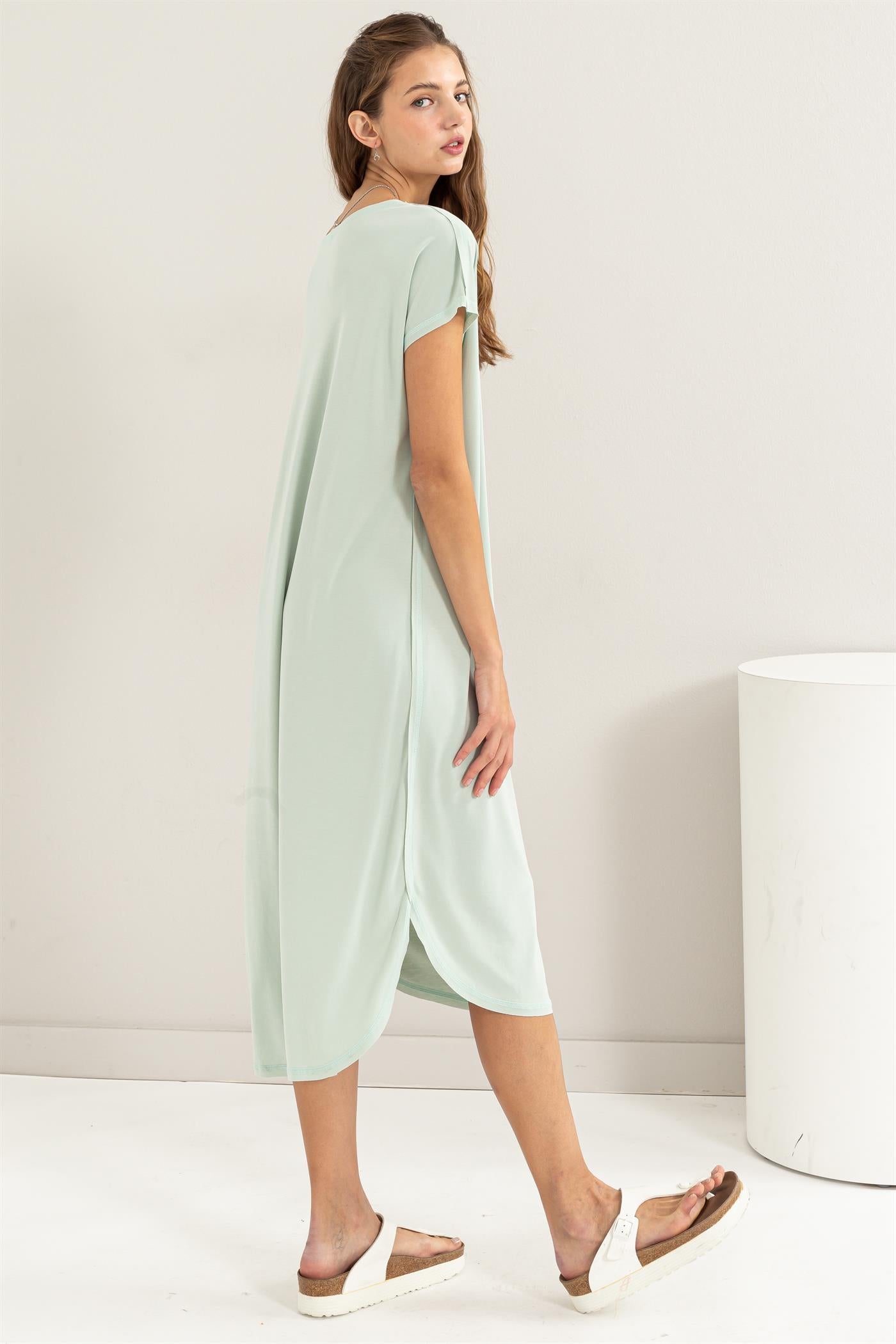 Wholesale Soft High Low Midi Dress Dresses DZ24A885 MINT DOUBLE ZERO