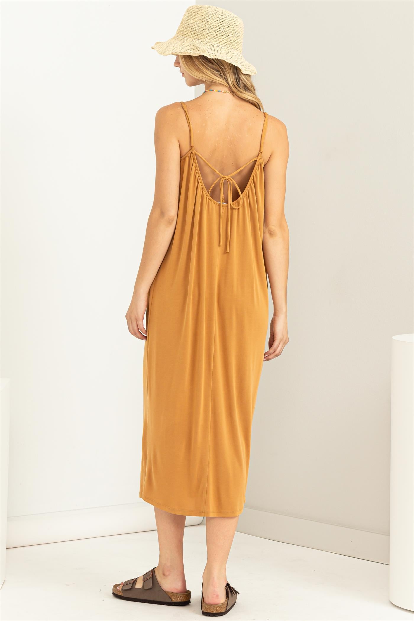 Wholesale Extra Love Tie-Back Midi Dress Dresses DZ22G696 BROWN SUGAR DOUBLE ZERO
