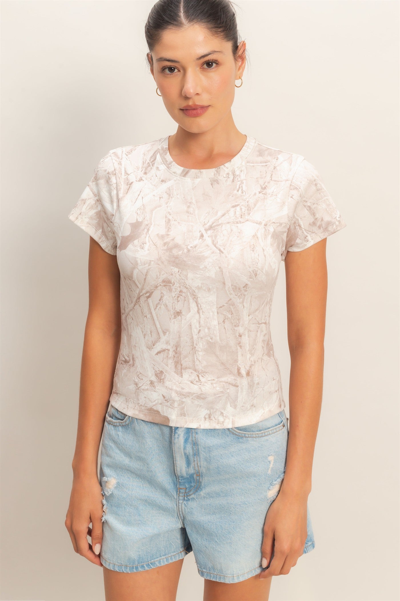 Wholesale Fitted Crew Neck T-Shirt T-Shirts HF26C893 BROWN HYFVE