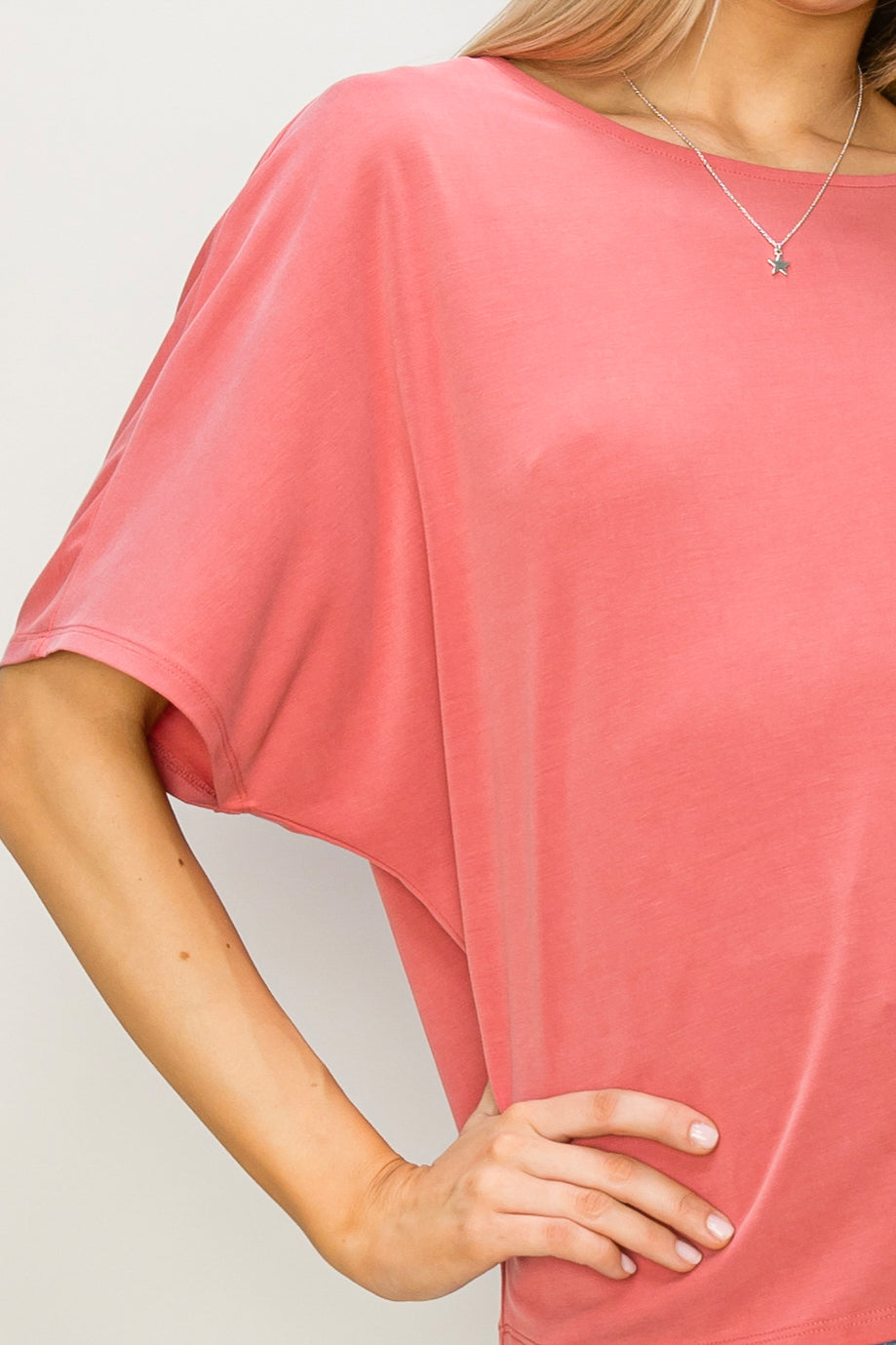 Wholesale D-Elbow Length Dolman Sleeve Top Clothing Tops DZ24C199-D BRICK DOUBLE ZERO
