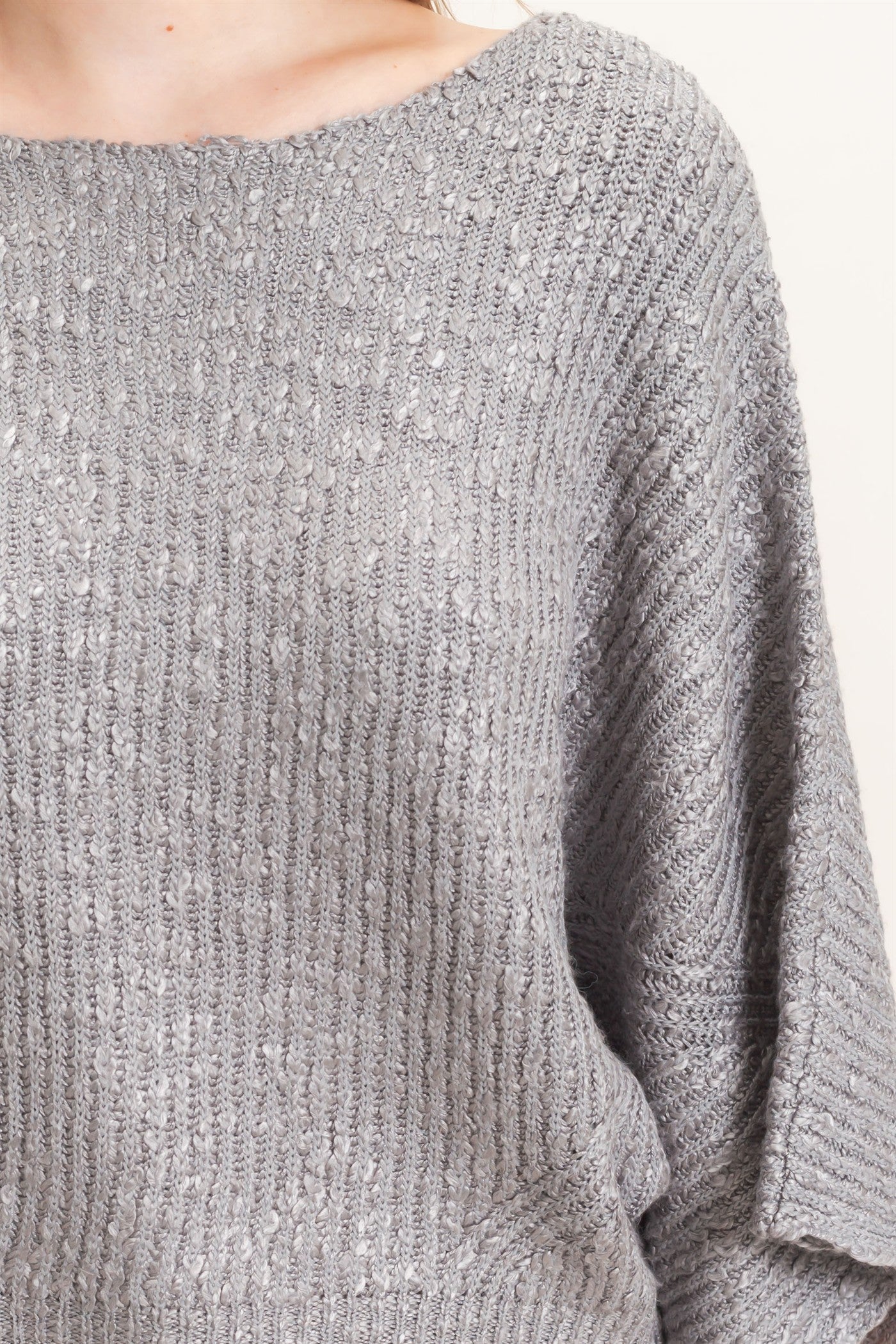 Wholesale Ribbed Boat Neck Sweater Sweaters HF26F201 HEATHER GRAY HYFVE