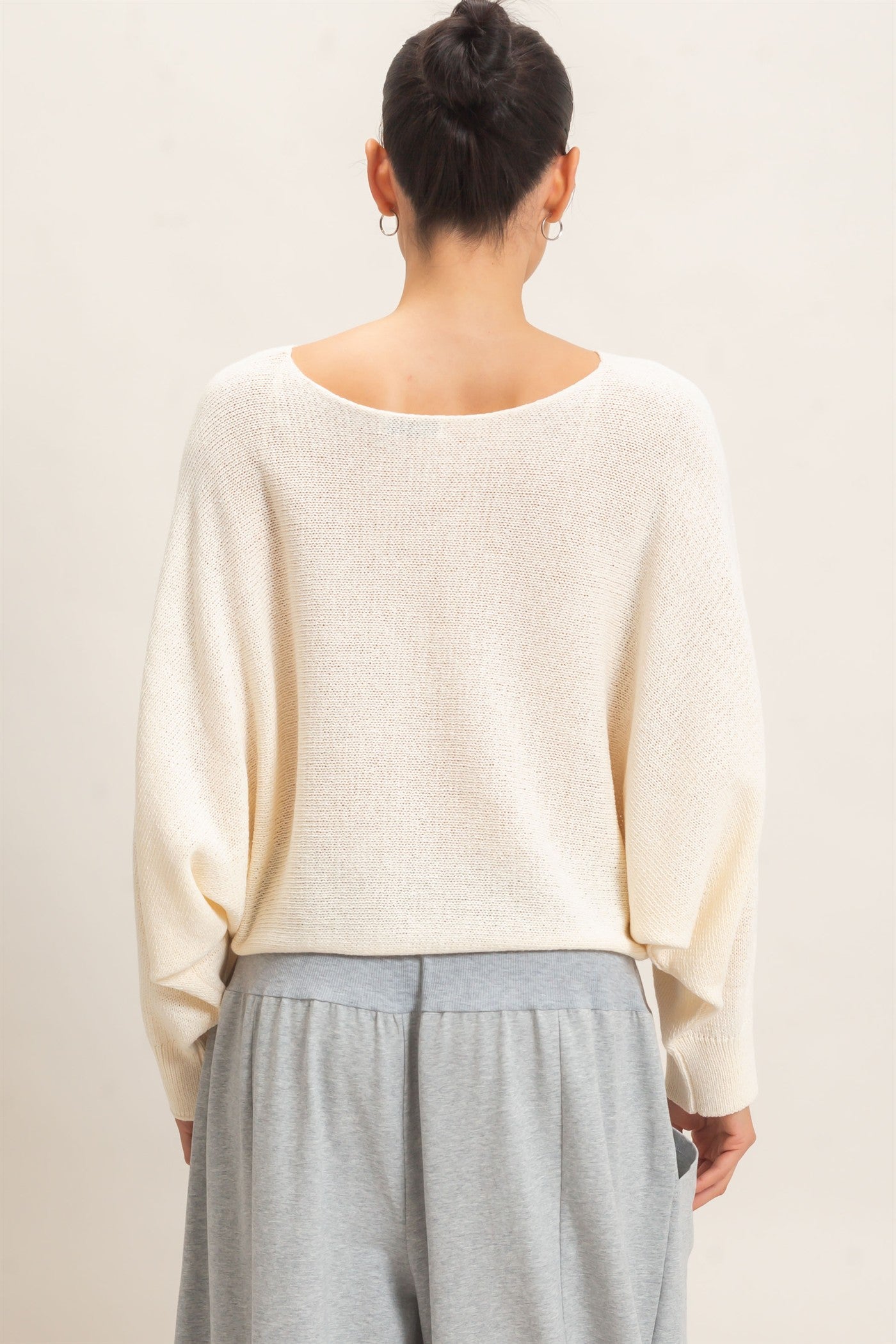 Wholesale Loose Knit Boat Neck Sweater Sweaters HF26E896 IVORY CREAM HYFVE