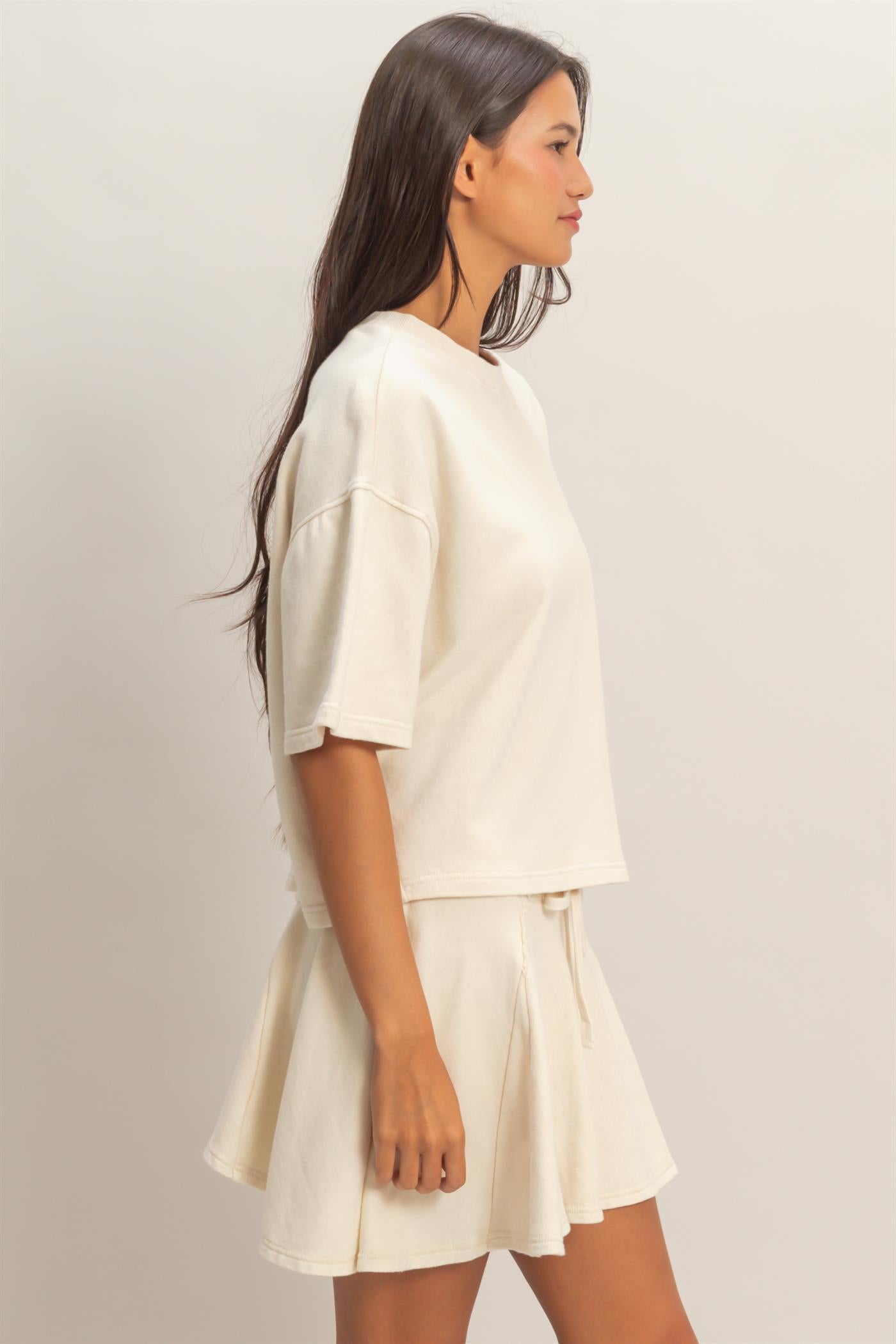 Wholesale Acid Wash Boxy Crew Neck Top T-Shirts DZ26C093 ALPACA DOUBLE ZERO