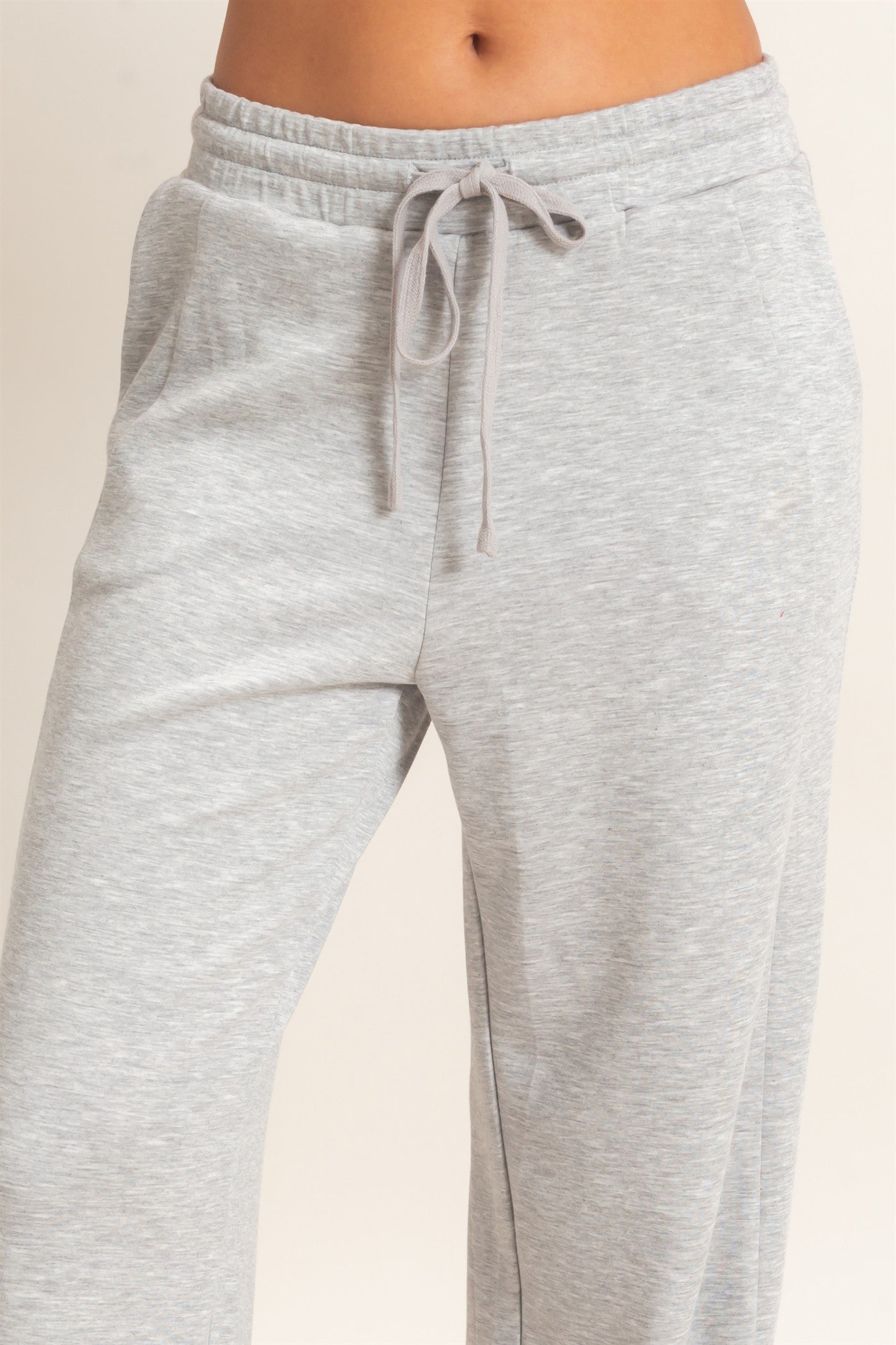 Wholesale Elastic Waist Straight Leg Pants Pants DZ26C969 HEATHER GRAY DOUBLE ZERO