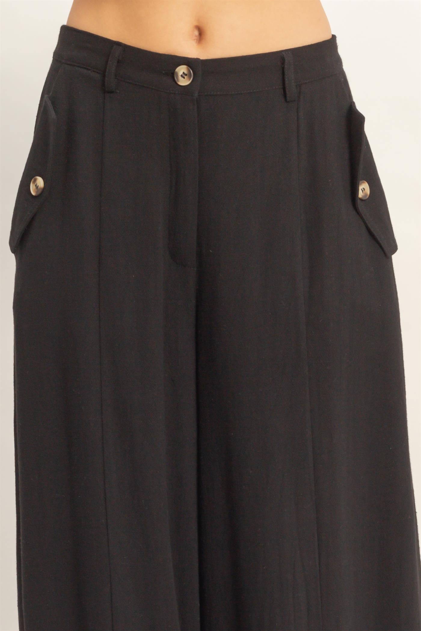 Wholesale Wide-Leg Flap Pocket Pants Pants HF26C302 BLACK HYFVE