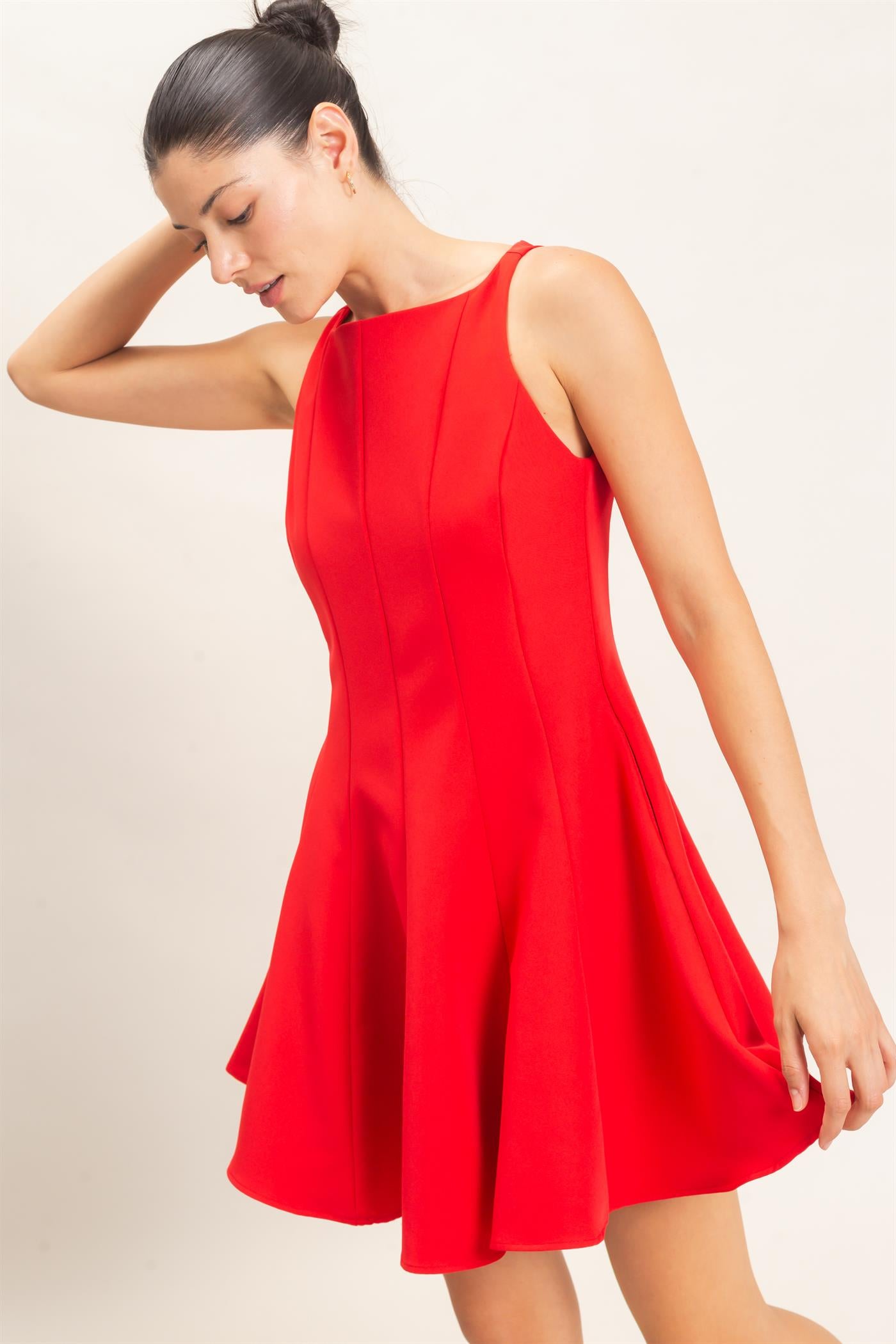 Wholesale Sleeveless Fit And Flare Dress Dresses HF26F217 RED HYFVE
