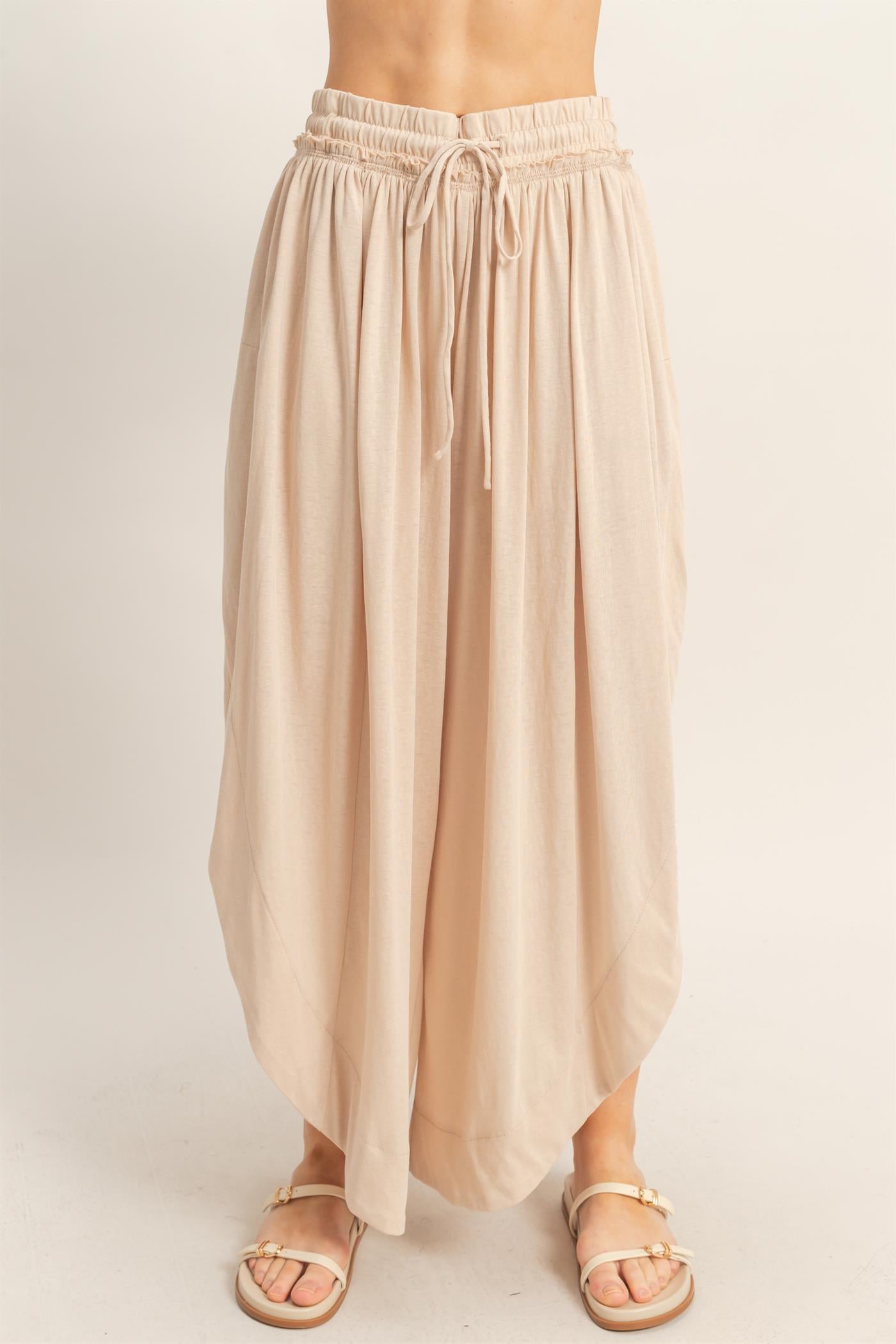 Wholesale Tulip Hem Wide-Leg Pants Pants HF26C047 ALMOND HYFVE