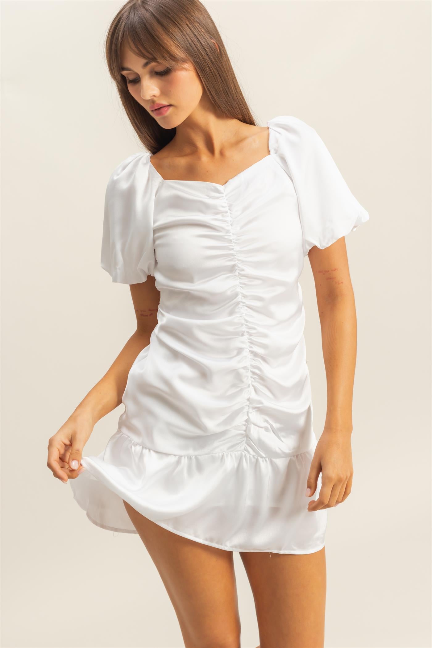 Wholesale Ruched Mini Dress Dresses HF22C741 OFF WHITE HYFVE