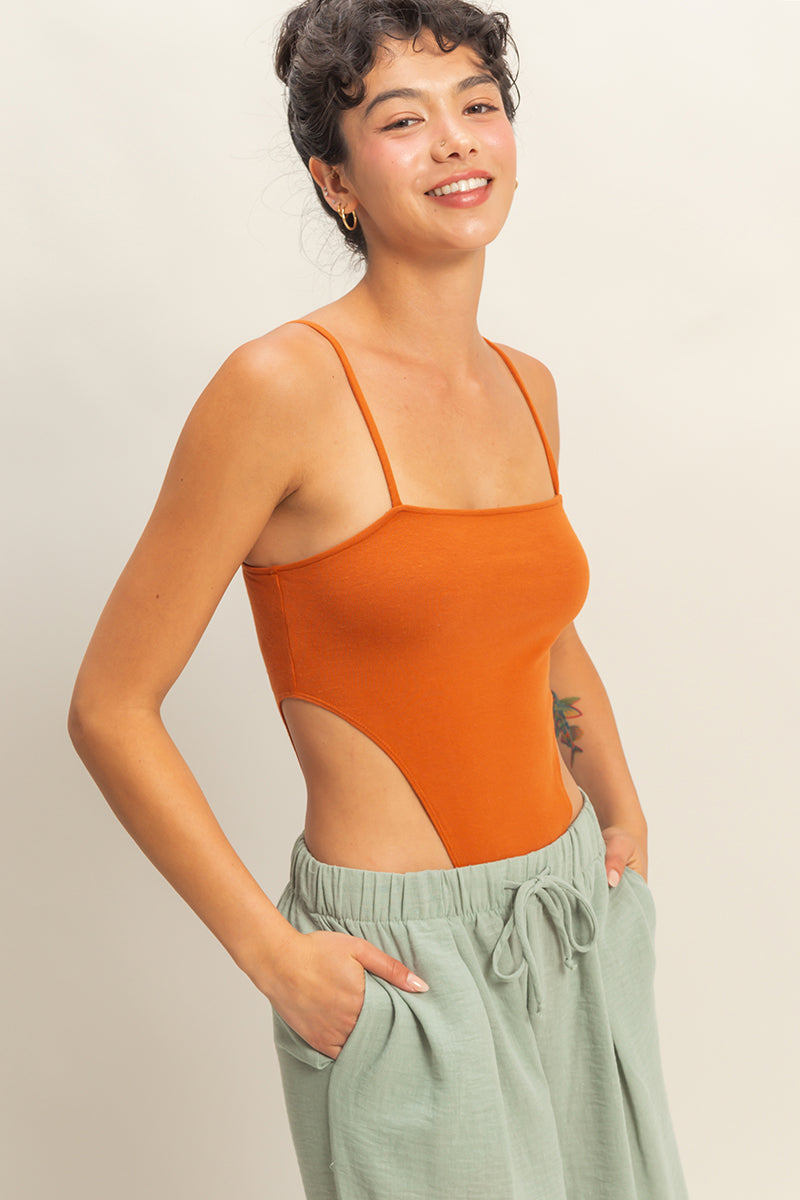 Wholesale Cami High-Cut Bodysuit Clothing Tops DZ22E147 YAM DOUBLE ZERO
