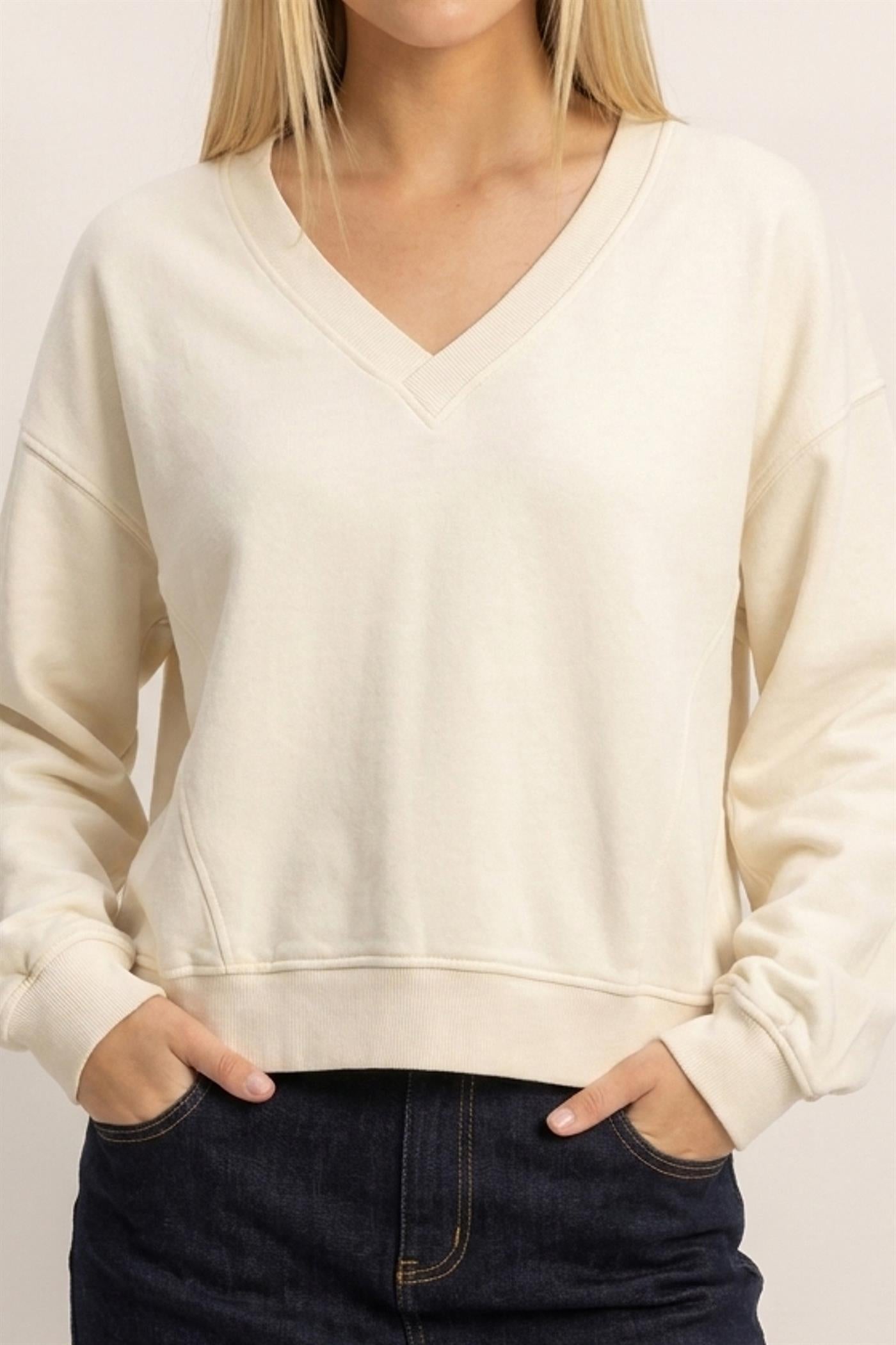 Wholesale Snow Wash V-Neck Sweatshirt Sweatshirts DZ26C844 ALPACA DOUBLE ZERO