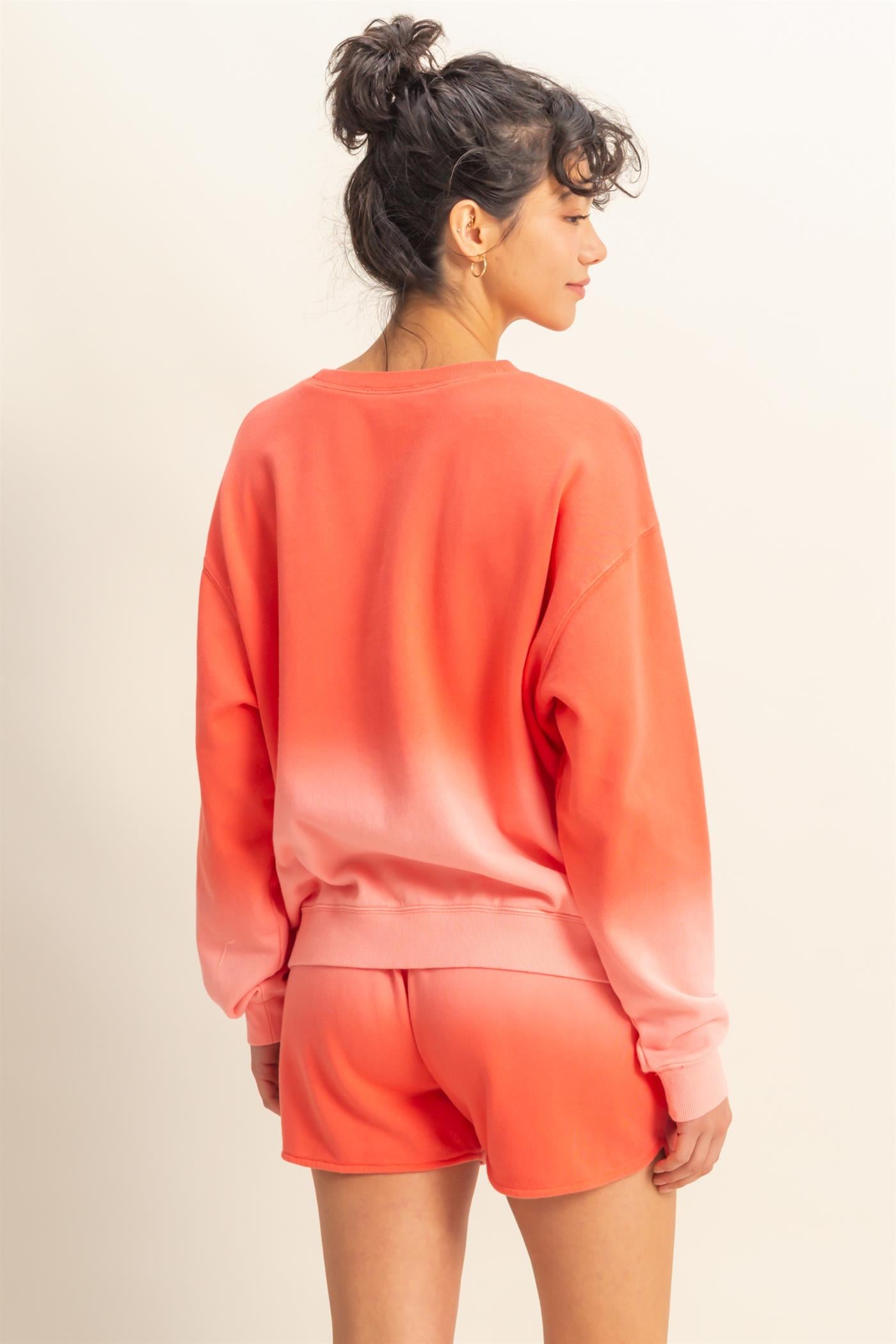 Wholesale Dip Dye Long Sleeve Sweatshirt Sweatshirts DZ25E070 CORAL DOUBLE ZERO