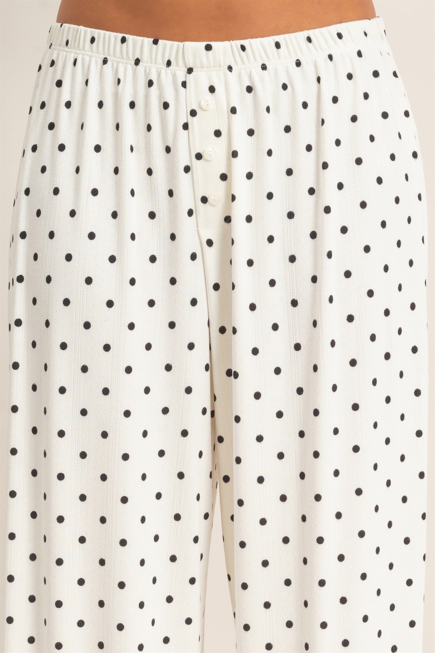 Wholesale Polka Dot Wide Leg Pants Pants DZ27A168 CREAM DOUBLE ZERO