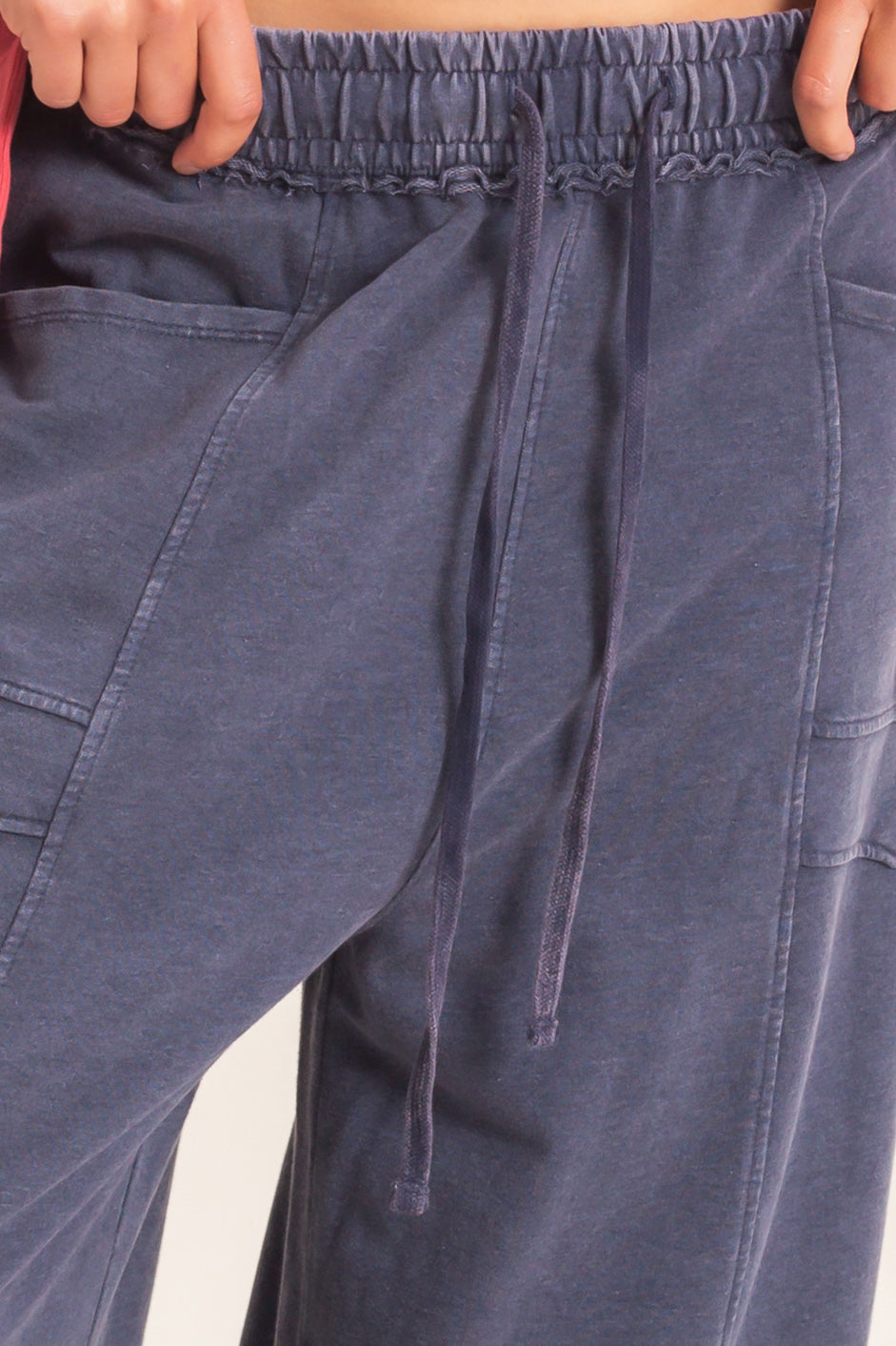 Wholesale Mineral Washed Barrel Sweatpants Pants DZ26F246 NAVY DOUBLE ZERO