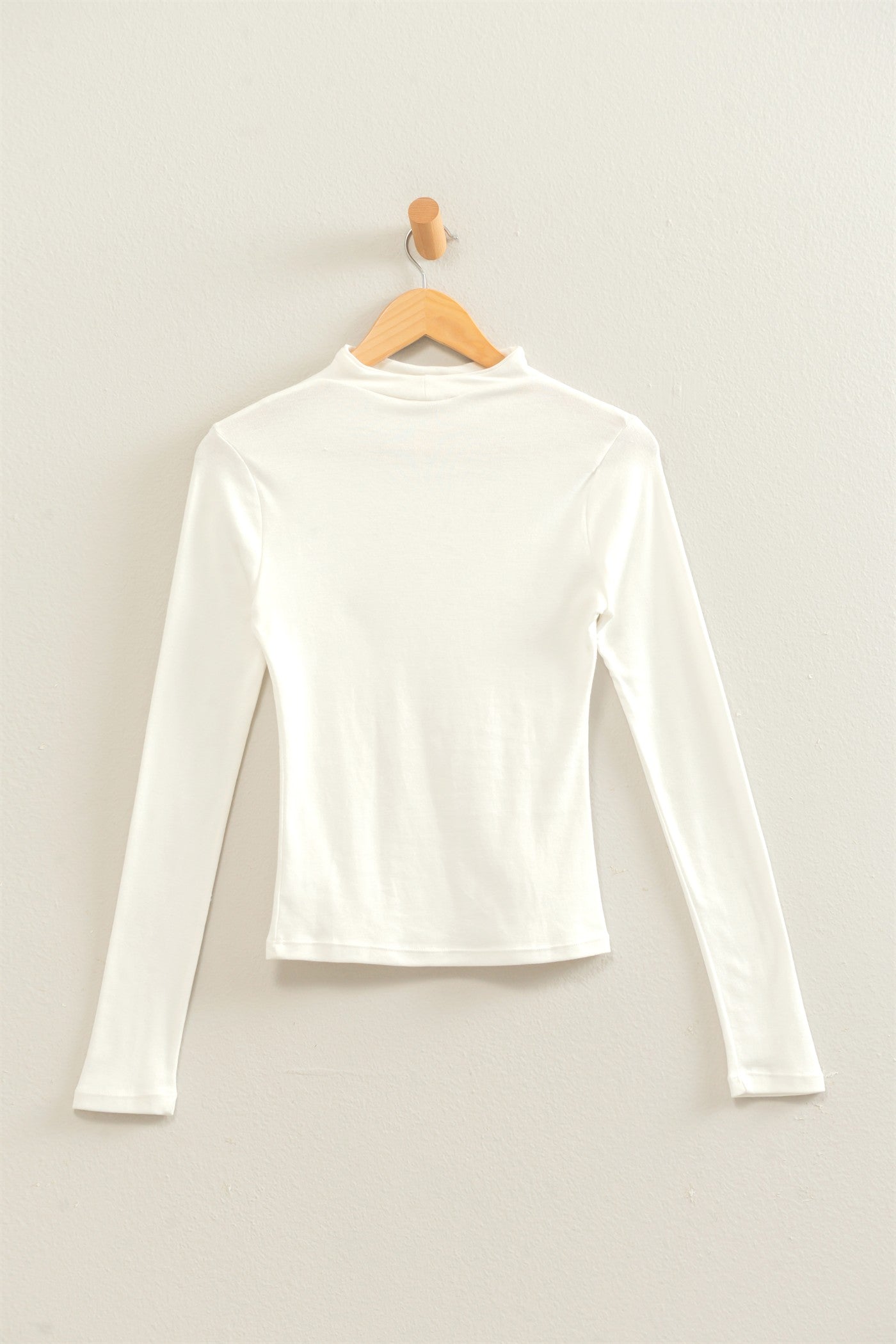 Wholesale Mock Neck Long Sleeve Top Clothing Tops DZ26F281 WHITE DOUBLE ZERO