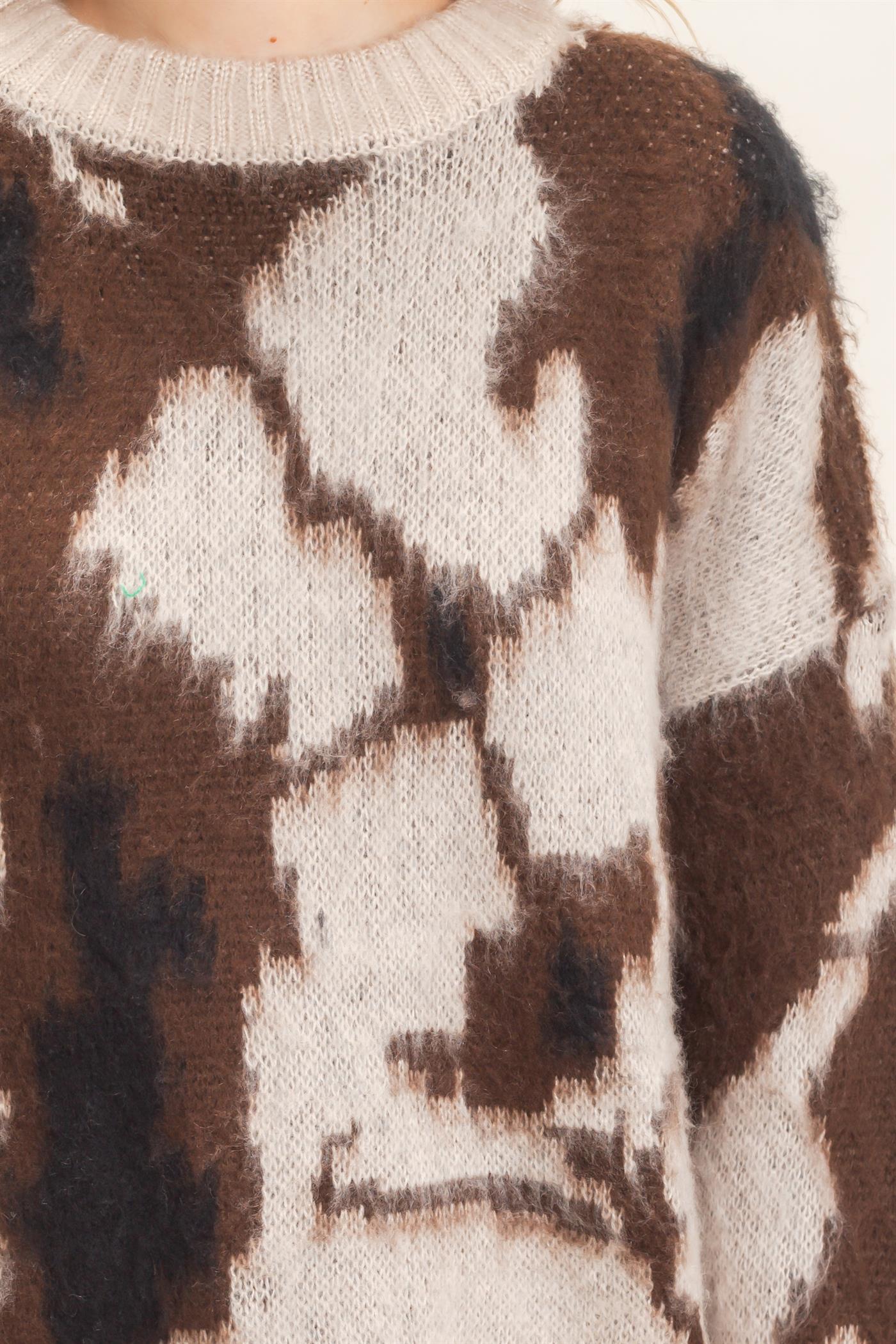 Wholesale Abstract Jacquard Mock Neck Sweater Sweaters HF26E663 SAND HYFVE