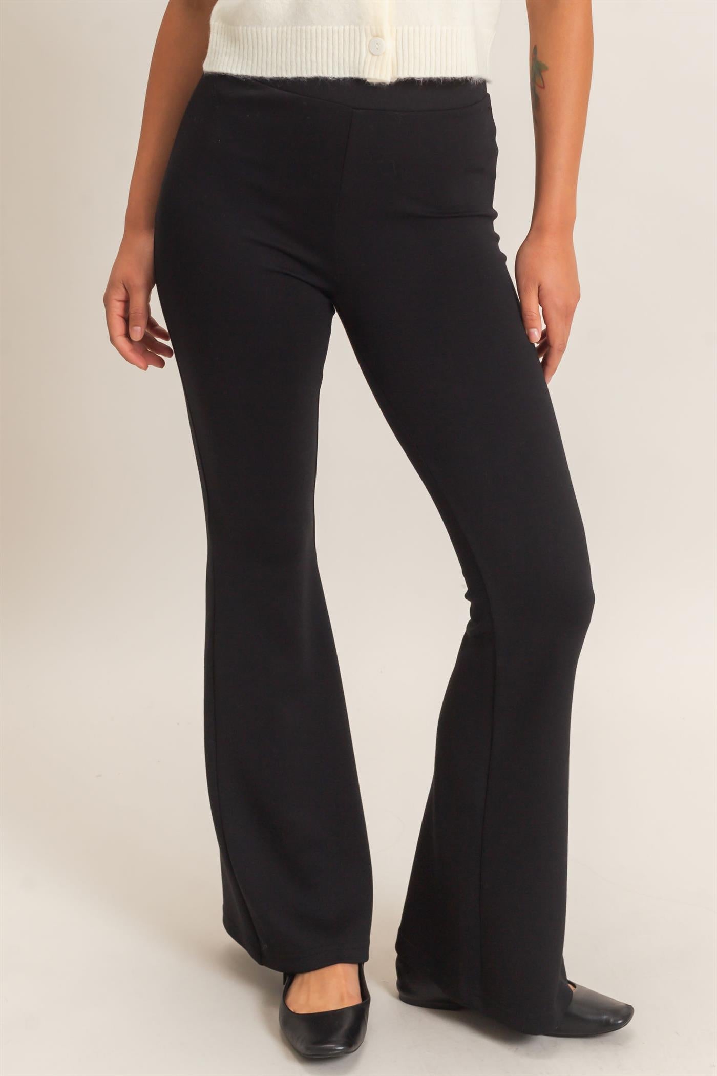 Wholesale Flared Elastic Waist Pants Pants DZ26E393 BLACK DOUBLE ZERO