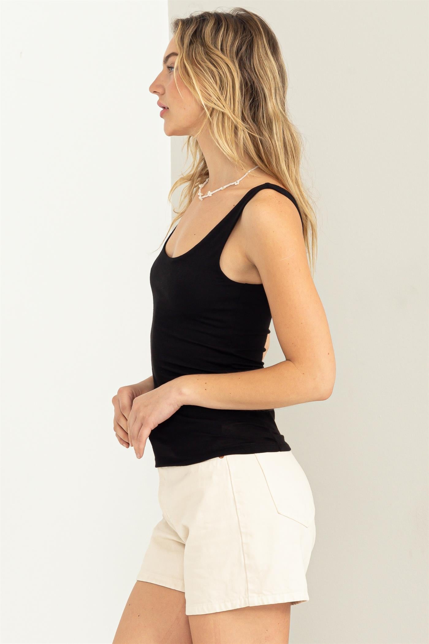 Wholesale Scoop Neck Tank Top Clothing Tops DZ23A793 BLACK DOUBLE ZERO