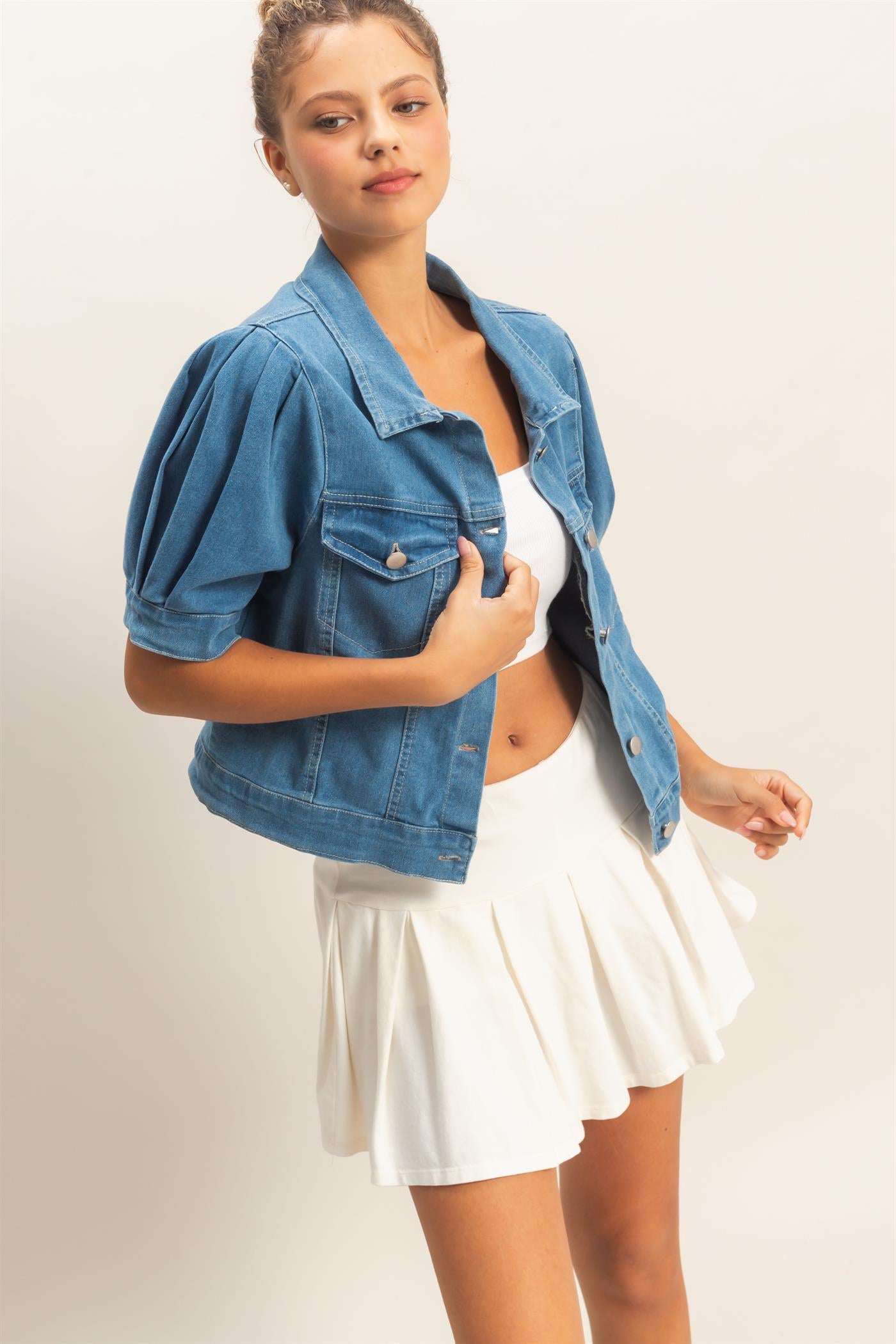 Wholesale Enzyme Washed Denim Jacket Clothing HF26A875 L.DENIM HYFVE