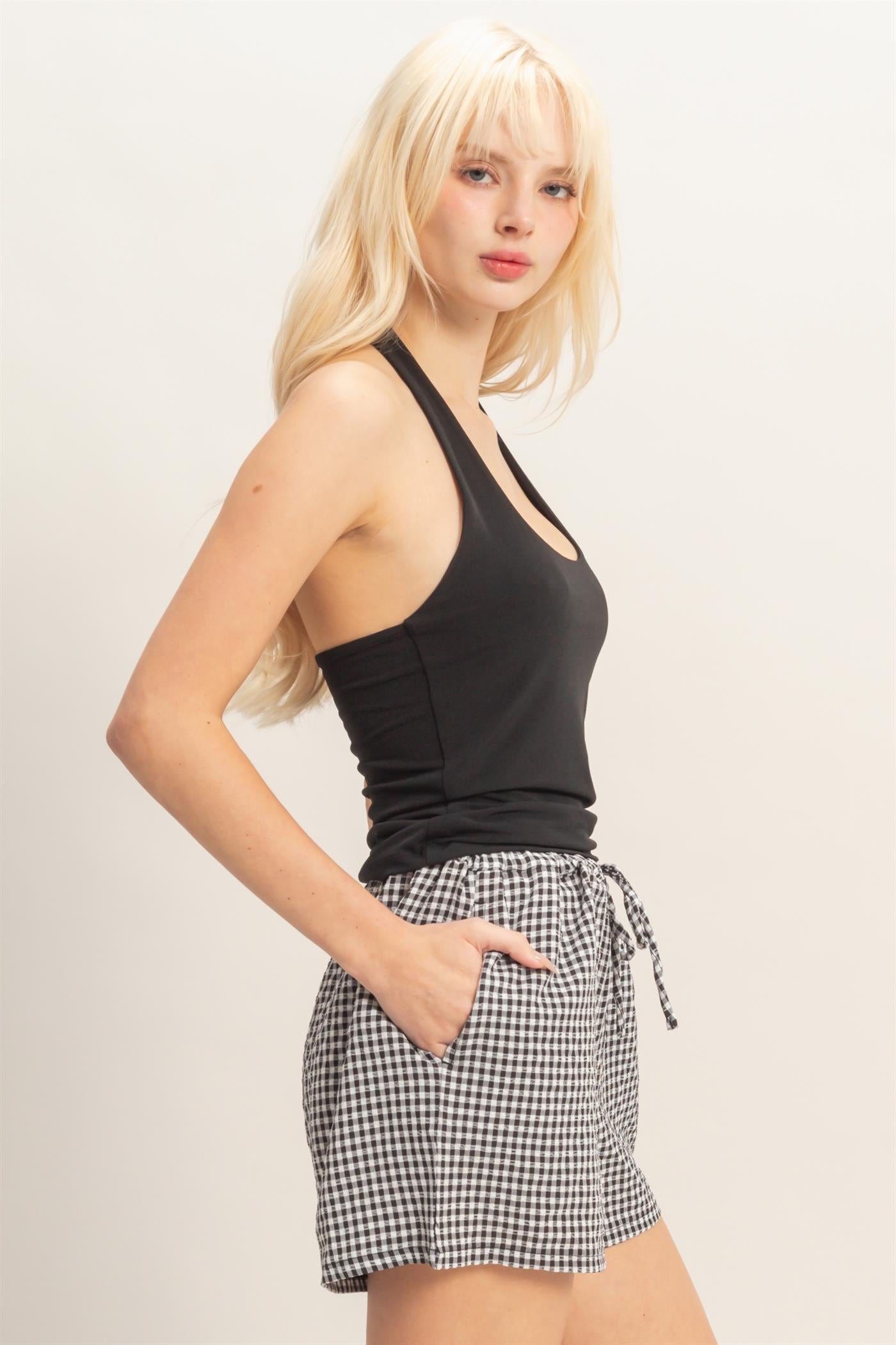 Wholesale Halter Tank Top Clothing Tops DZ26C710 BLACK DOUBLE ZERO
