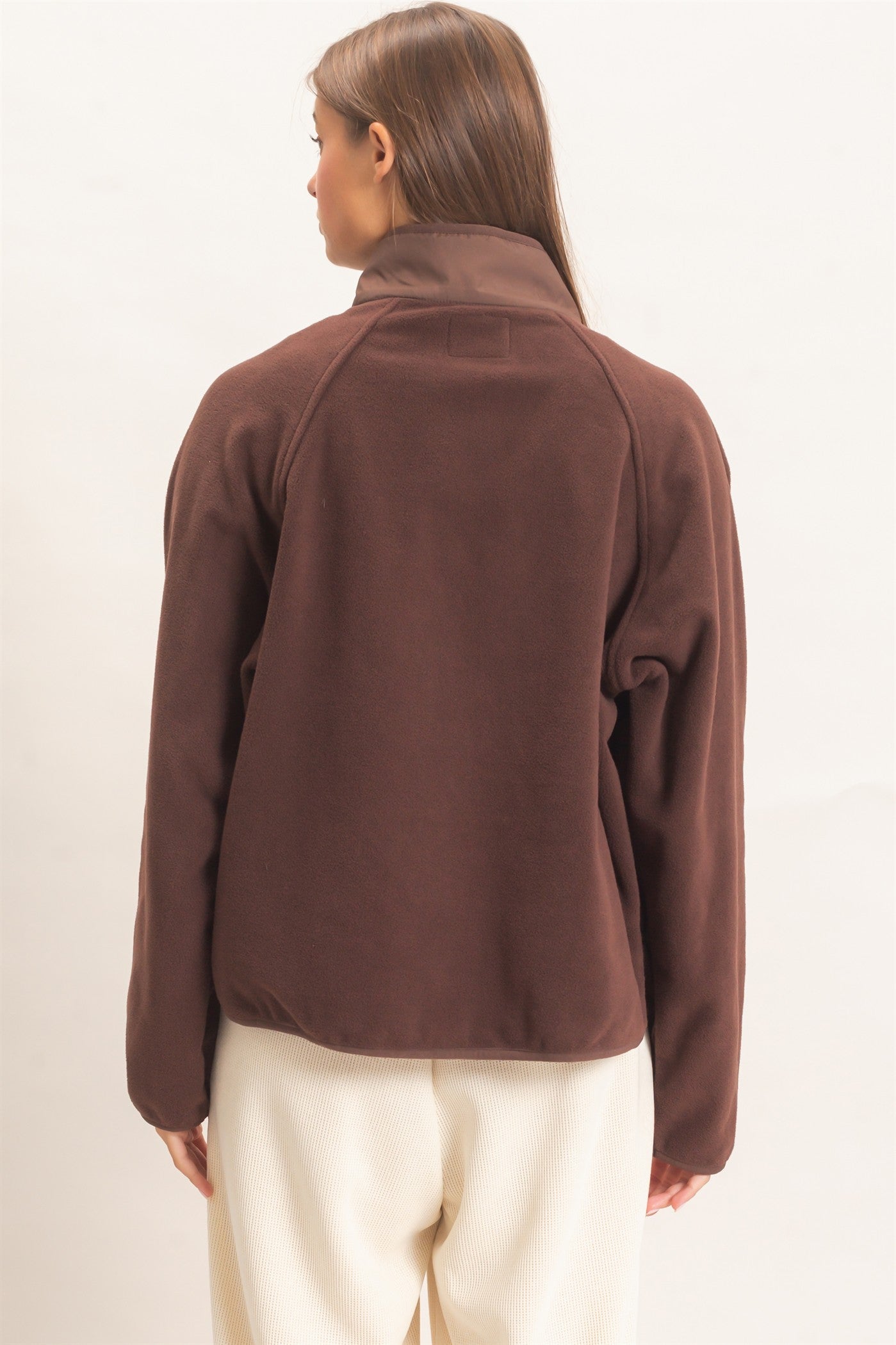 Wholesale Fleece Jacket With Button Front Coats & Jackets DZ26F086 DARK BROWN DOUBLE ZERO